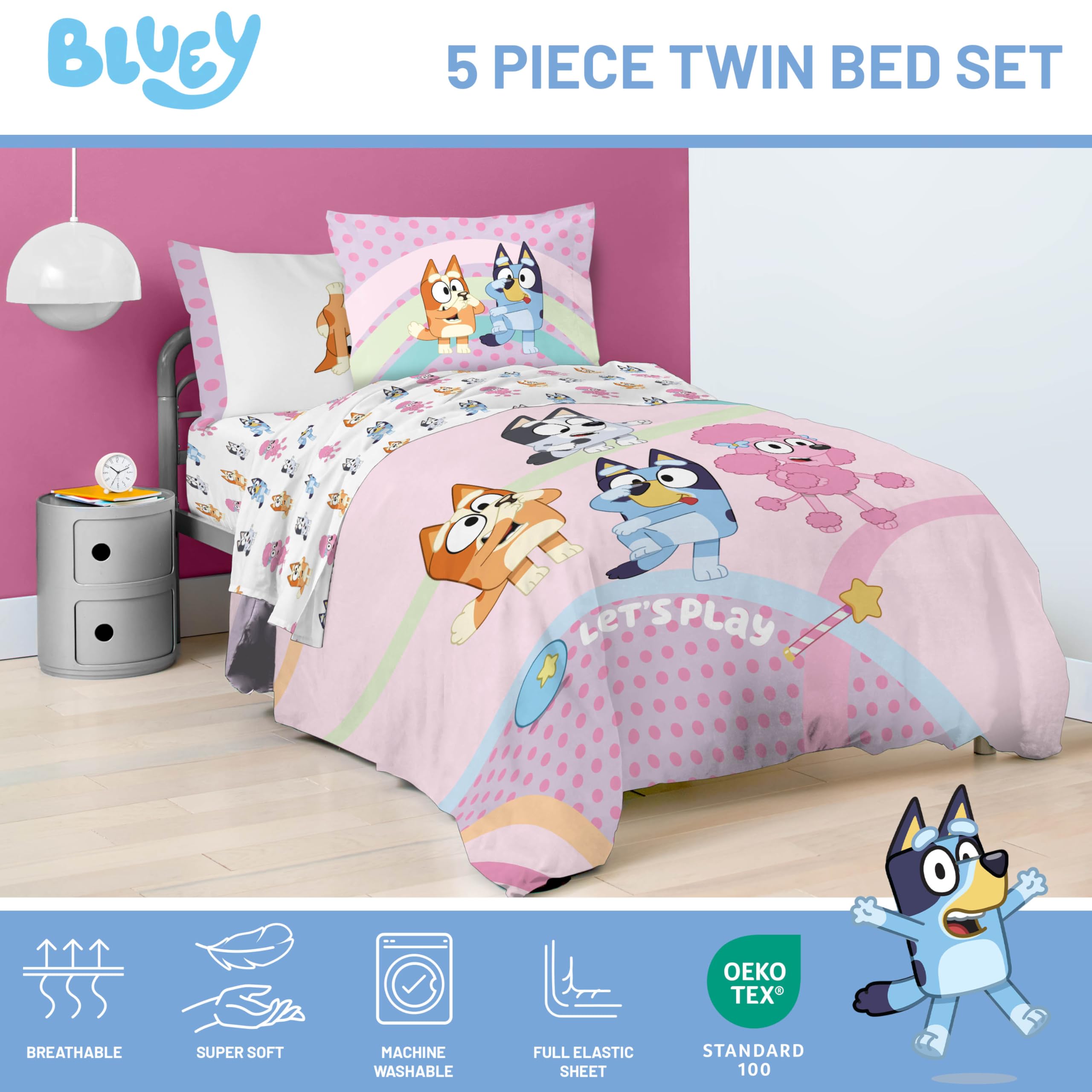 Foto 5 pulgar | Juego De Edredón Jay Franco Bluey Para Ropa De Cama Doble, 5 Piezas - Venta Internacional.