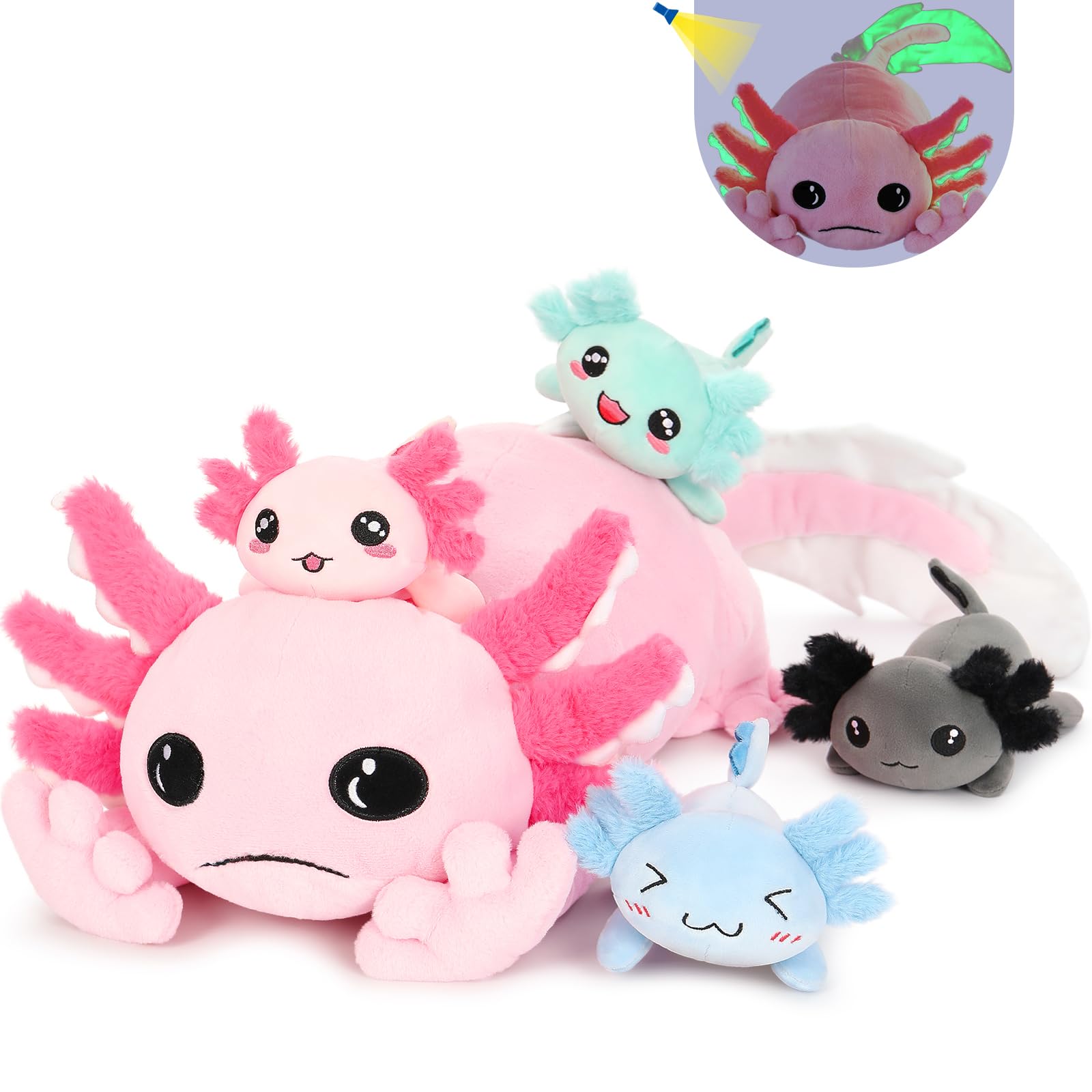 Foto 2 pulgar | Animal De Peluche Tezituor Giant Mommy Axolotl Con 4 Bebés De 80 Cm - Venta Internacional.