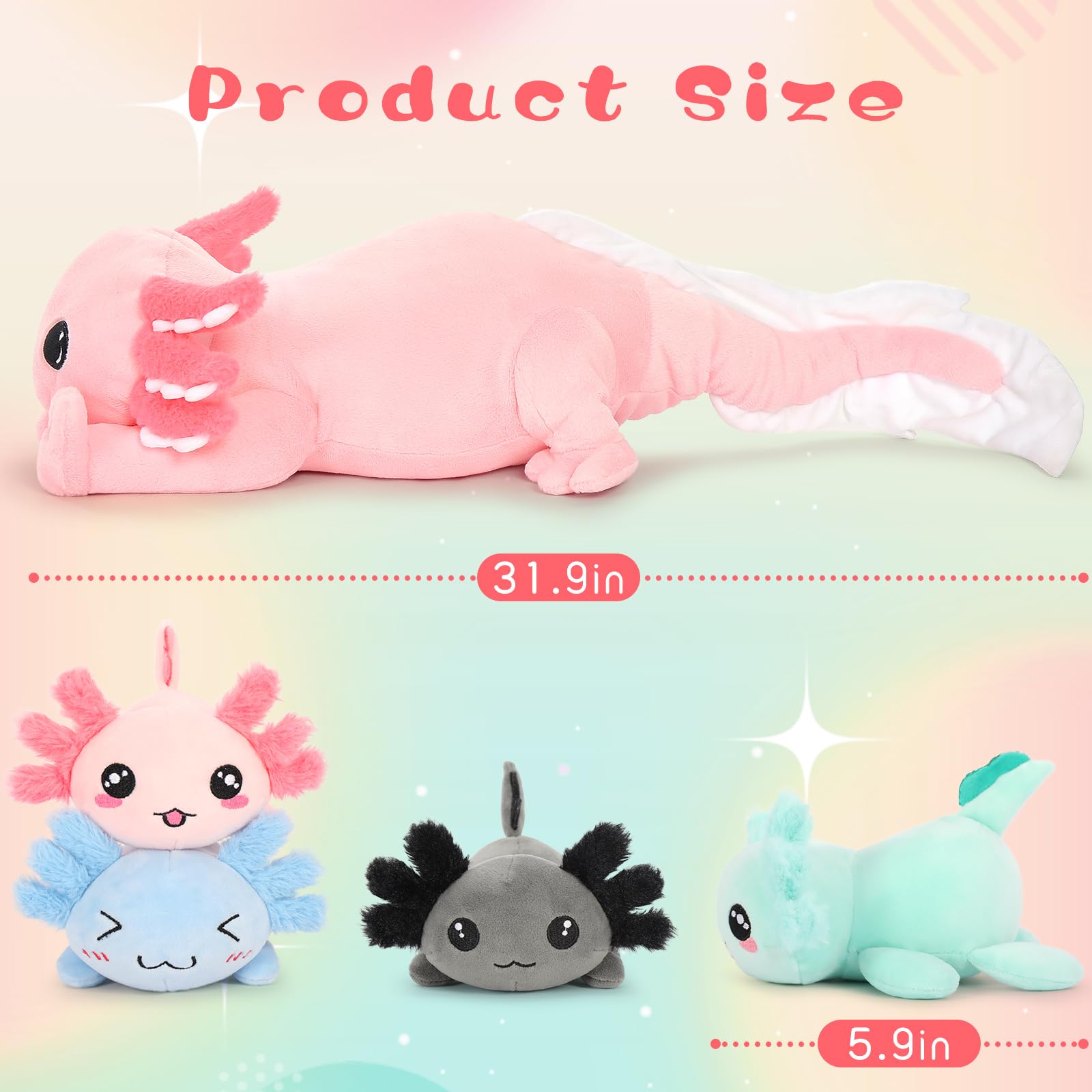 Foto 5 pulgar | Animal De Peluche Tezituor Giant Mommy Axolotl Con 4 Bebés De 80 Cm - Venta Internacional.