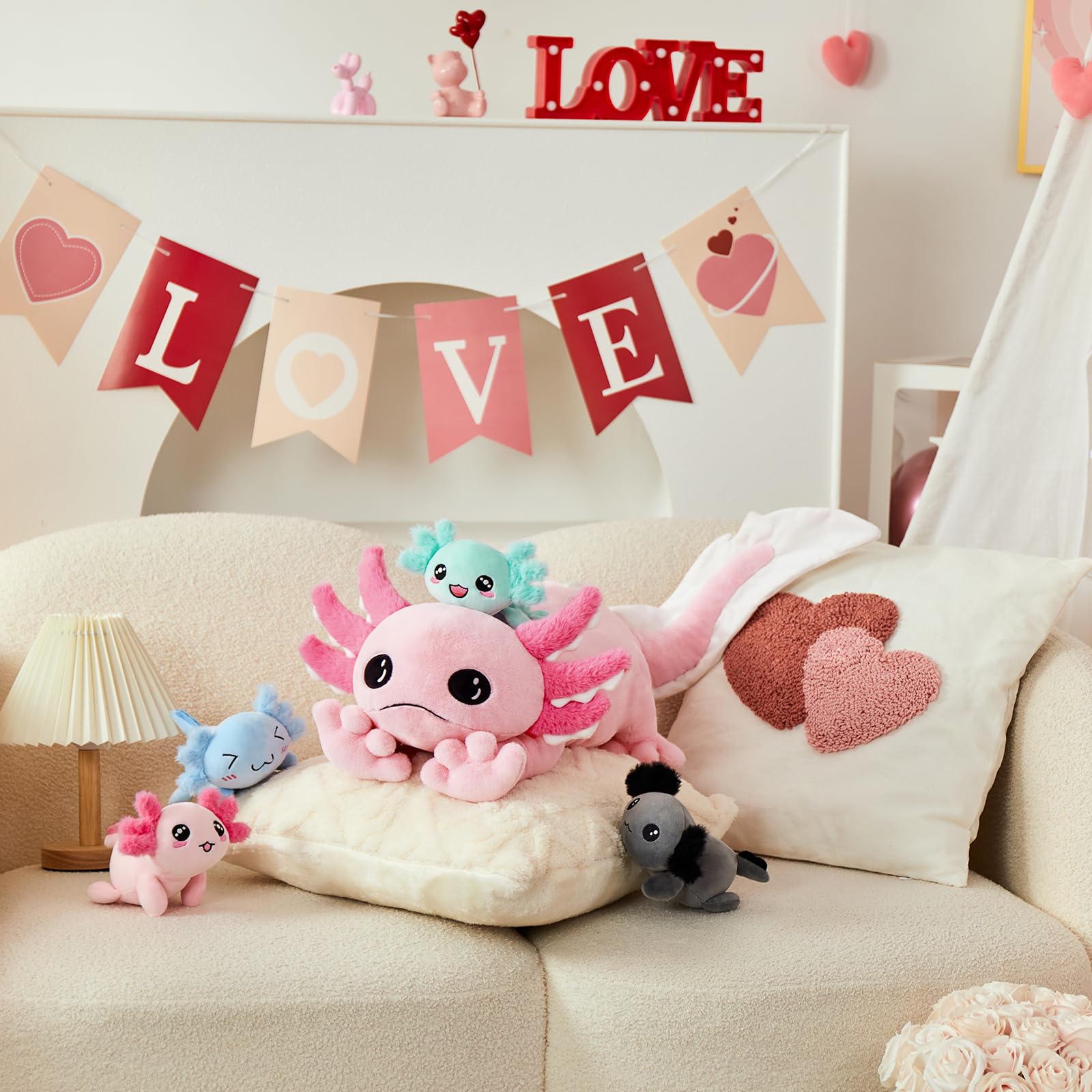 Foto 7 pulgar | Animal De Peluche Tezituor Giant Mommy Axolotl Con 4 Bebés De 80 Cm - Venta Internacional.