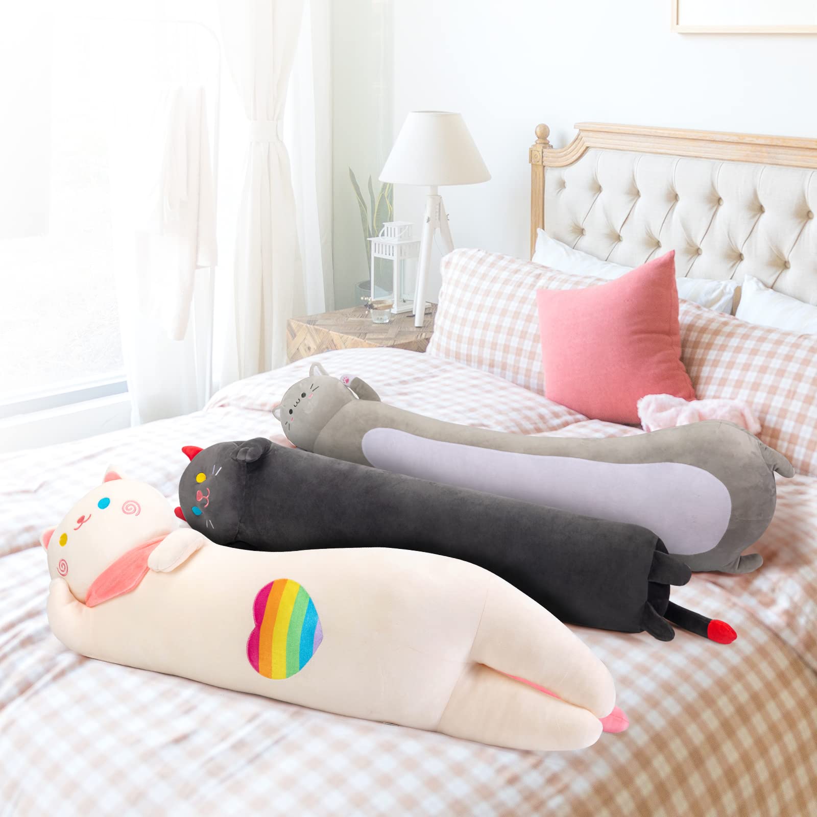 Foto 7 pulgar | Almohada Corporal De Felpa Mewaii Long Cat, 70 Cm, Diseño De Peluche Negro - Venta Internacional.