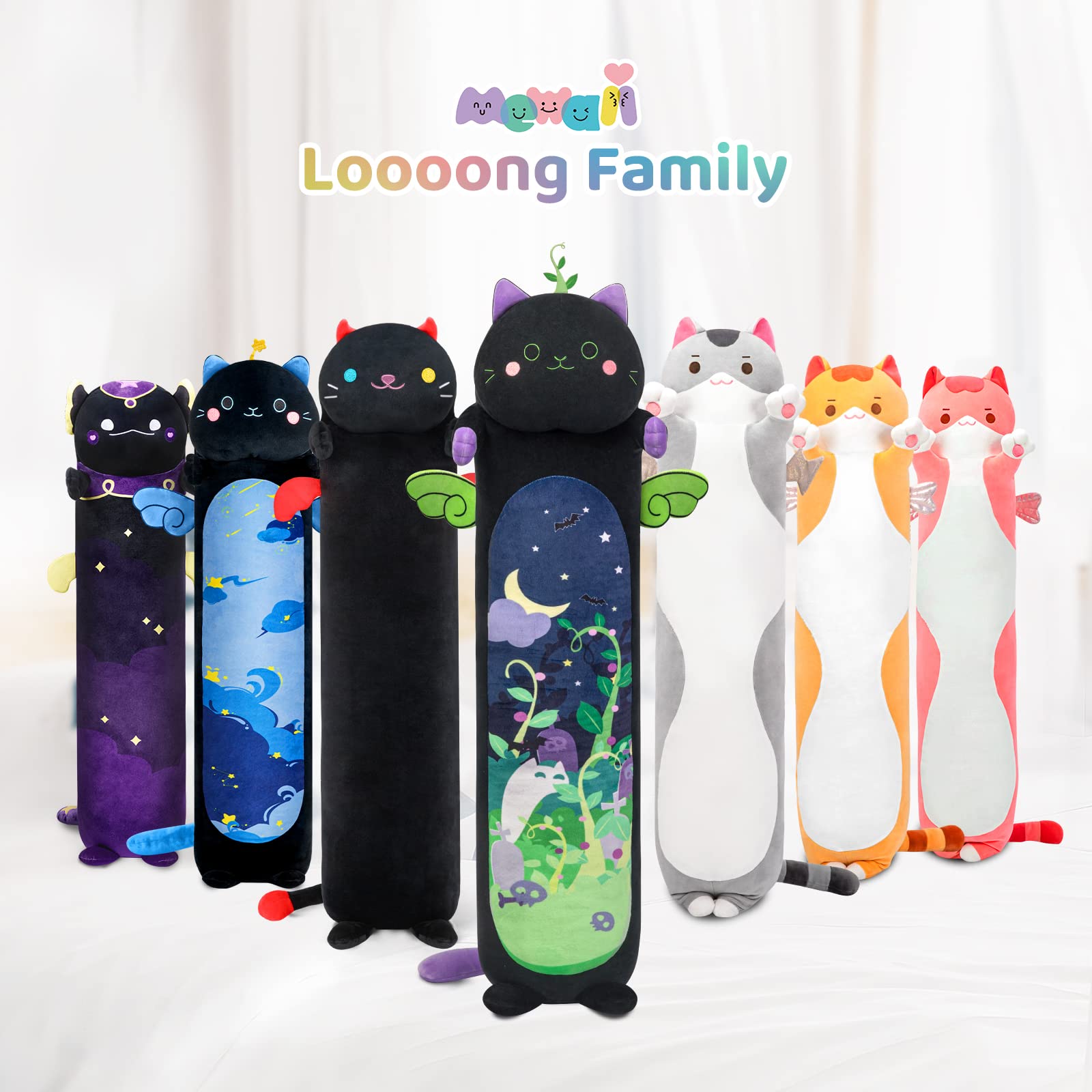 Foto 7 | Almohada Corporal De Felpa Mewaii Long Cat, 70 Cm, Diseño De Peluche Negro - Venta Internacional.