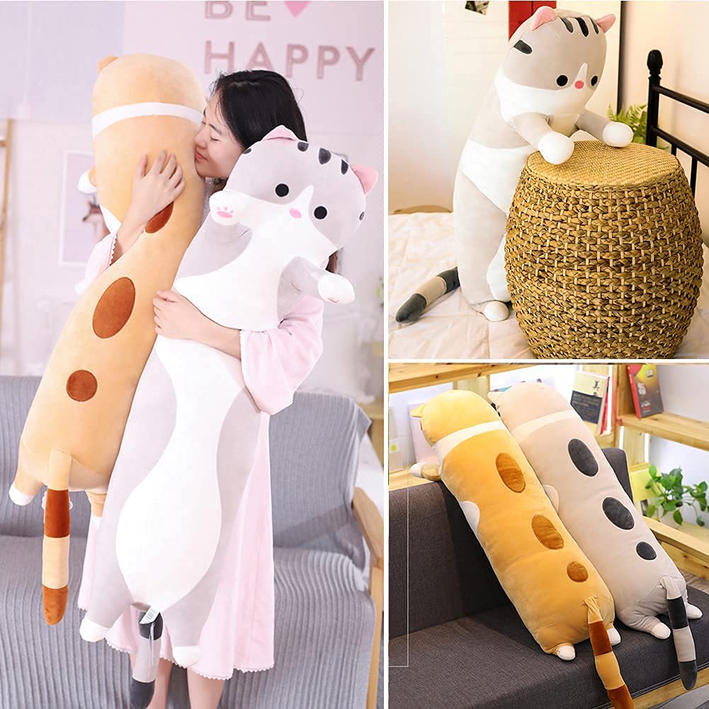 Foto 5 pulgar | Almohada Corporal Larga De Felpa Oeonuas Cute Cat Para Niños Y Niñas, Color Gris - Venta Internacional.