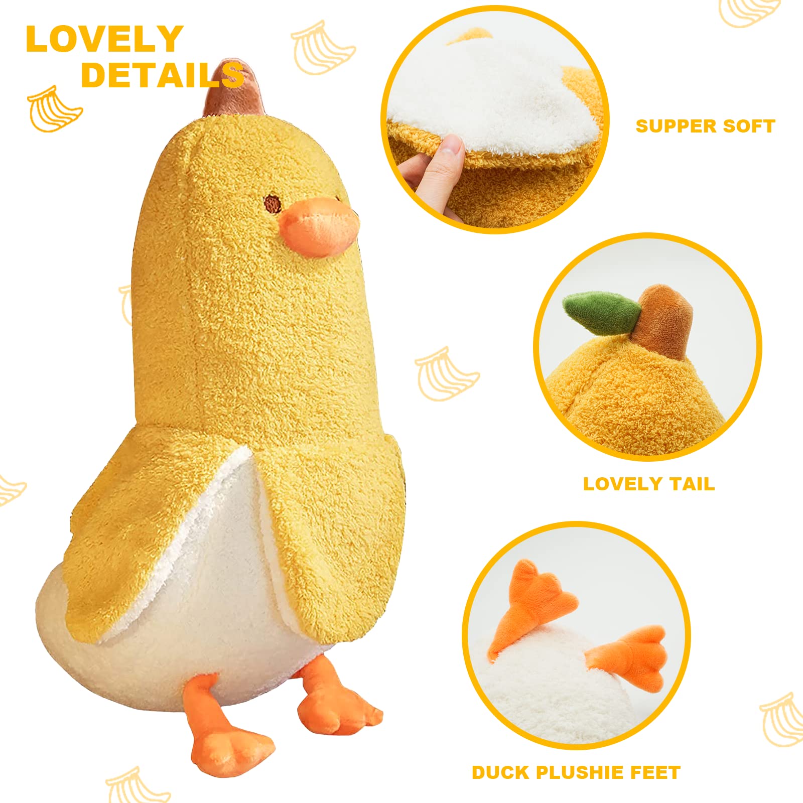 Foto 4 pulgar | Almohada De Peluche Con Forma De Melocotón Con Forma De Gato, Plátano Y Pato, 90 Cm, Color Amarillo - Venta Internac