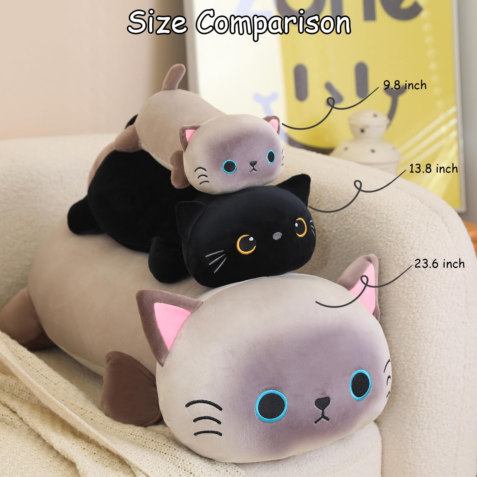 Foto 6 pulgar | Peluche Sqeqe Con Forma De Gato Negro Pesado De 25 Cm Para Niños Y Adultos - Venta Internacional.