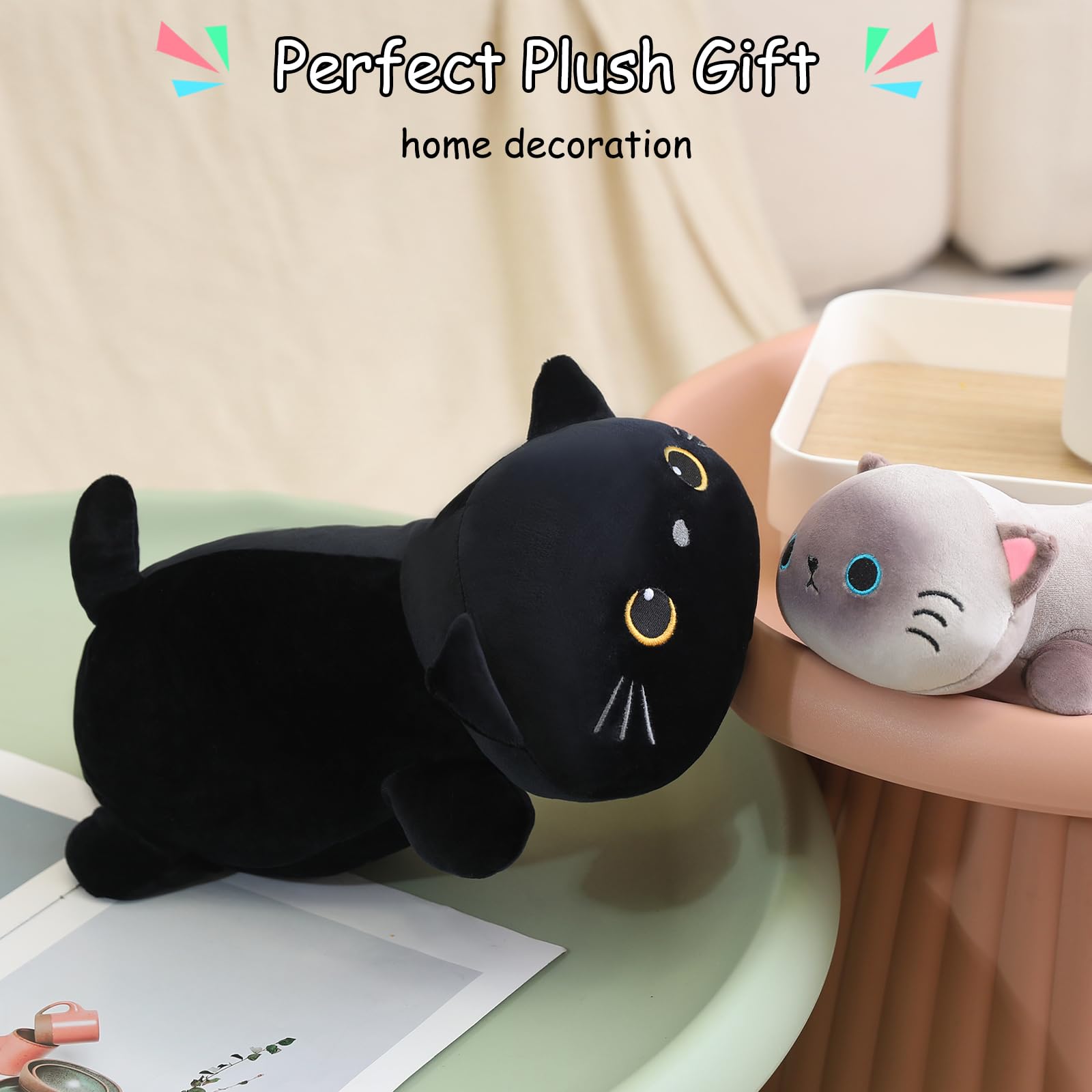Foto 7 pulgar | Peluche Sqeqe Con Forma De Gato Negro Pesado De 25 Cm Para Niños Y Adultos - Venta Internacional.