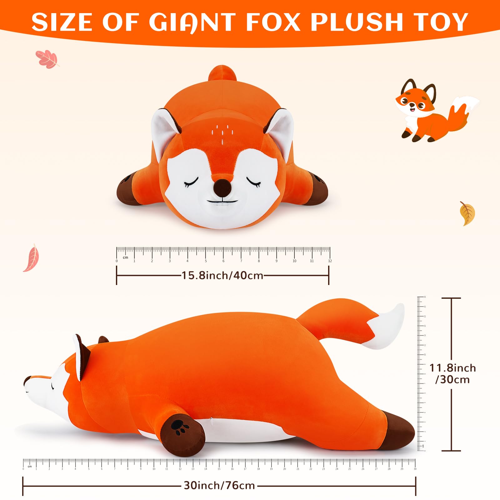 Foto 3 pulgar | Almohada De Felpa Auspicious Beginning Giant Foxy De 30 Pulgadas, Color Naranja - Venta Internacional.