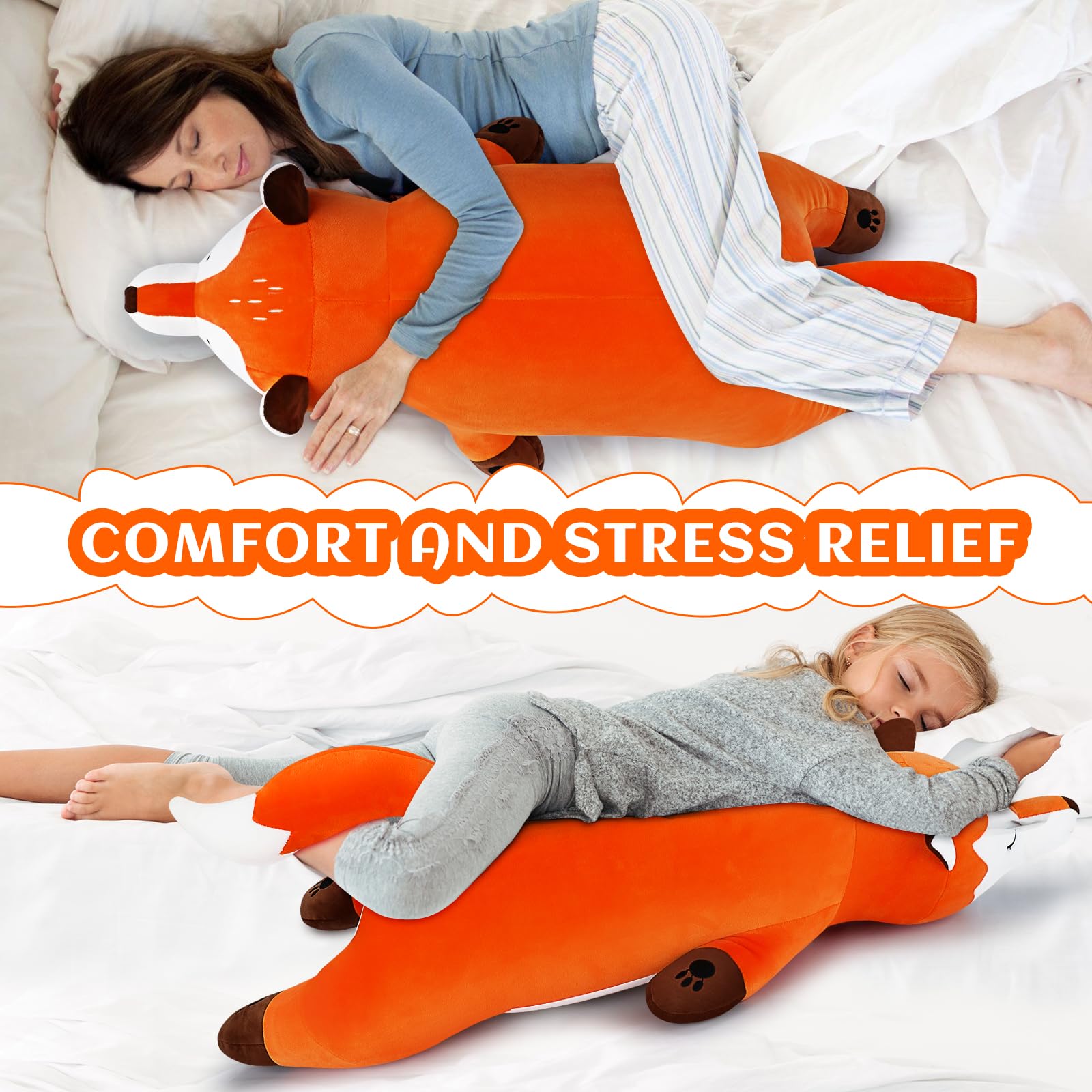 Foto 5 pulgar | Almohada De Felpa Auspicious Beginning Giant Foxy De 30 Pulgadas, Color Naranja - Venta Internacional.
