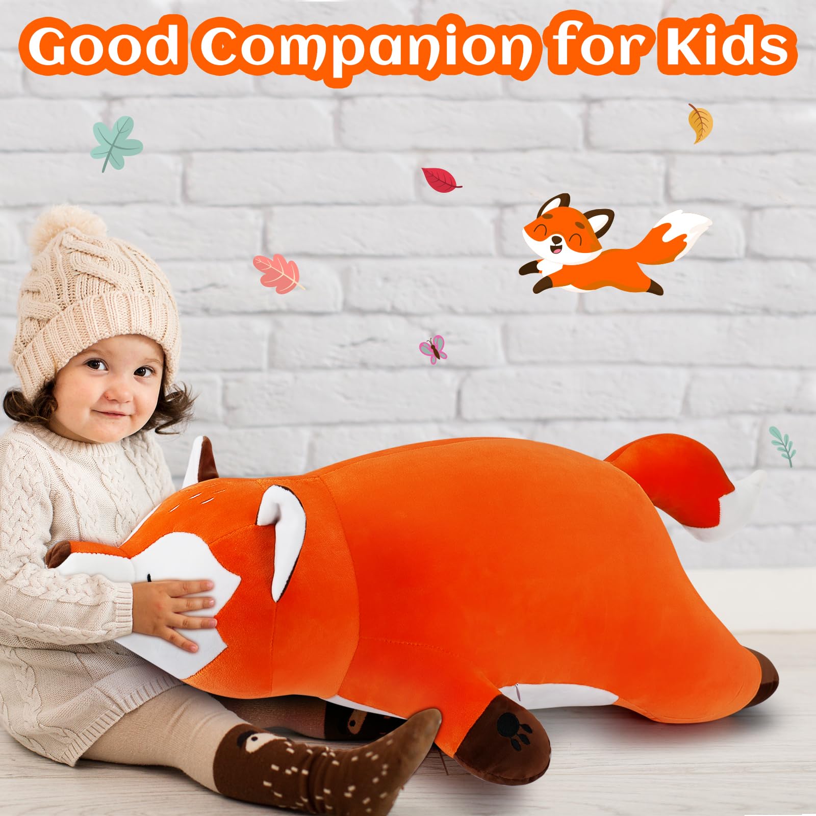 Foto 8 pulgar | Almohada De Felpa Auspicious Beginning Giant Foxy De 30 Pulgadas, Color Naranja - Venta Internacional.