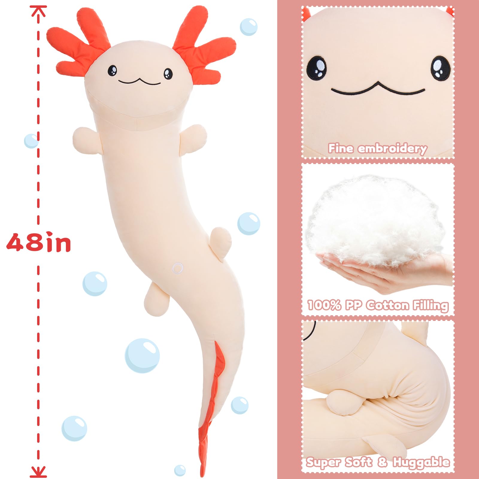 Foto 5 pulgar | Peluche De Peluche Maogolan Giant Axolotl 120 Cm, Color Rosa - Venta Internacional.