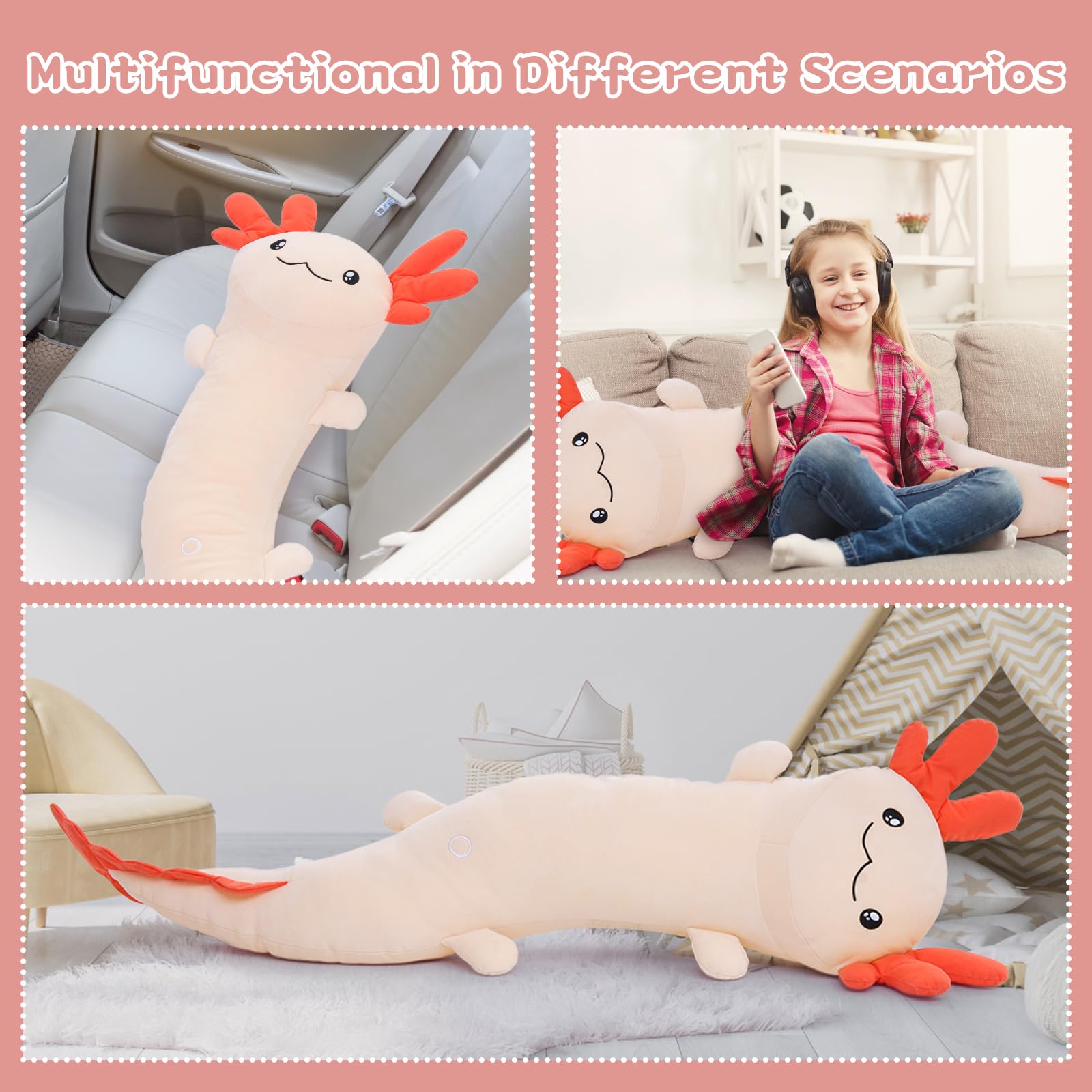 Foto 8 pulgar | Peluche De Peluche Maogolan Giant Axolotl 120 Cm, Color Rosa - Venta Internacional.