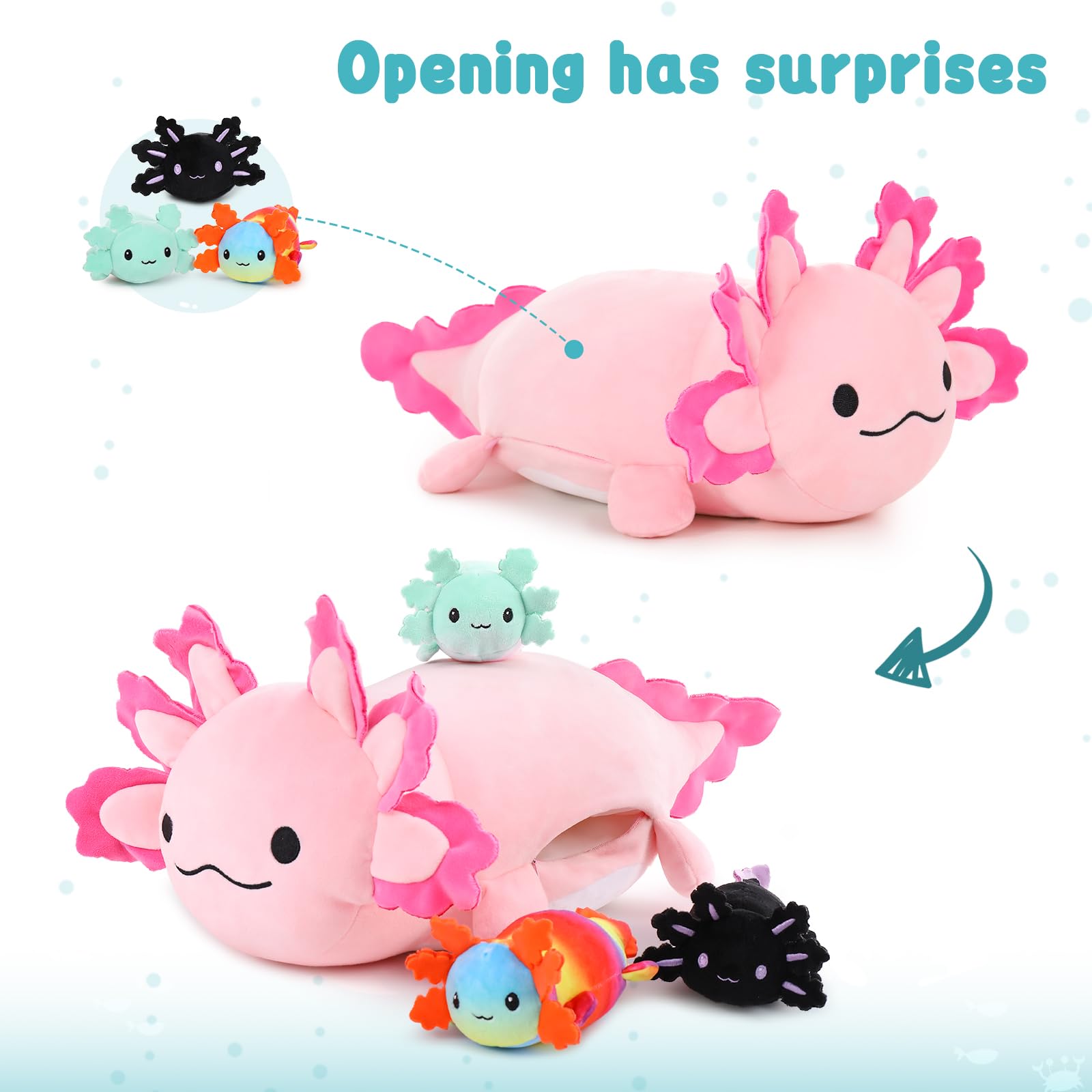 Foto 3 pulgar | Juguete De Peluche Maogolan Giant Axolotl Con 3 Bebés En El Interior De 60 Cm - Venta Internacional.