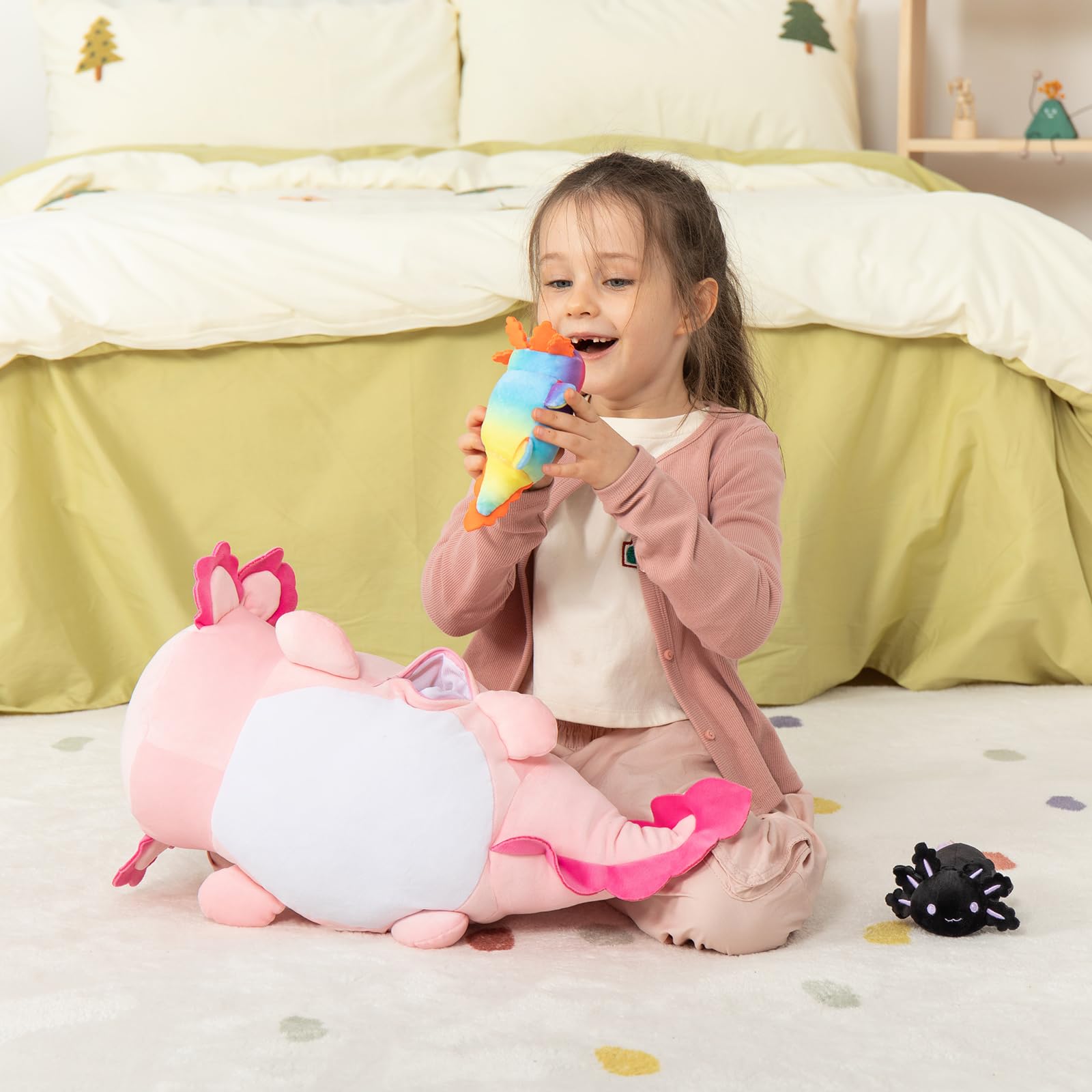 Foto 4 | Juguete De Peluche Maogolan Giant Axolotl Con 3 Bebés En El Interior De 60 Cm - Venta Internacional.