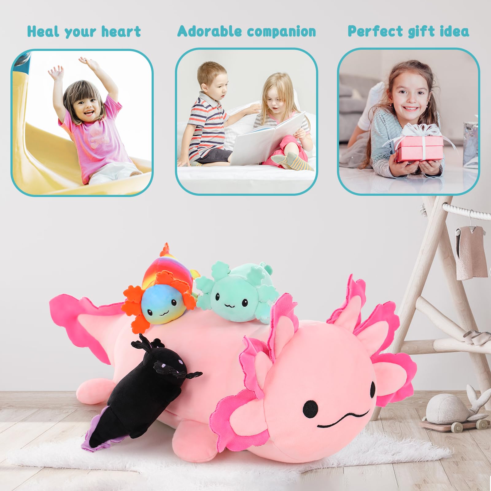 Foto 8 pulgar | Juguete De Peluche Maogolan Giant Axolotl Con 3 Bebés En El Interior De 60 Cm - Venta Internacional.