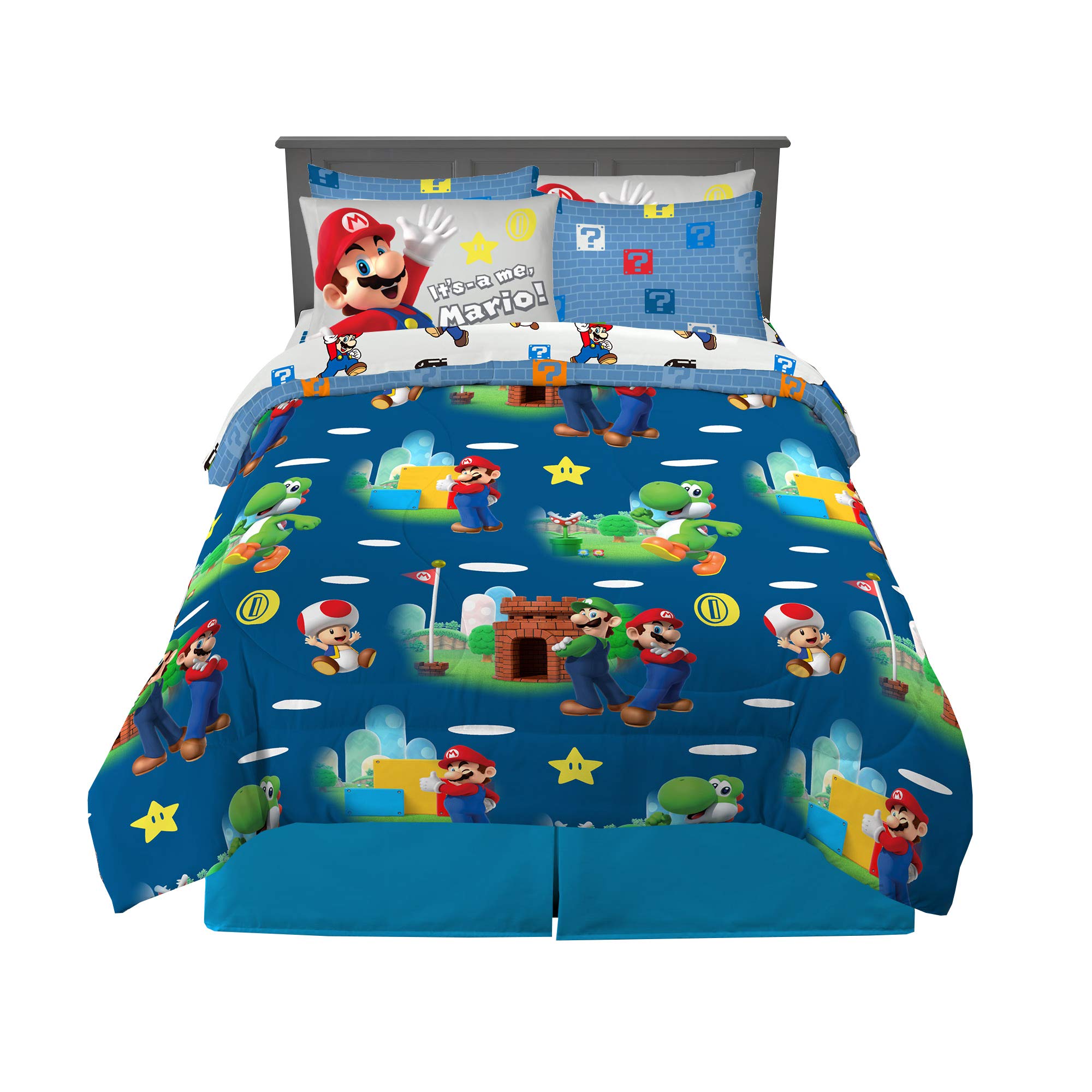 Foto 2 pulgar | Juego De Cama Franco Super Mario Bros. Kids Queen Size 7 Piezas - Venta Internacional.
