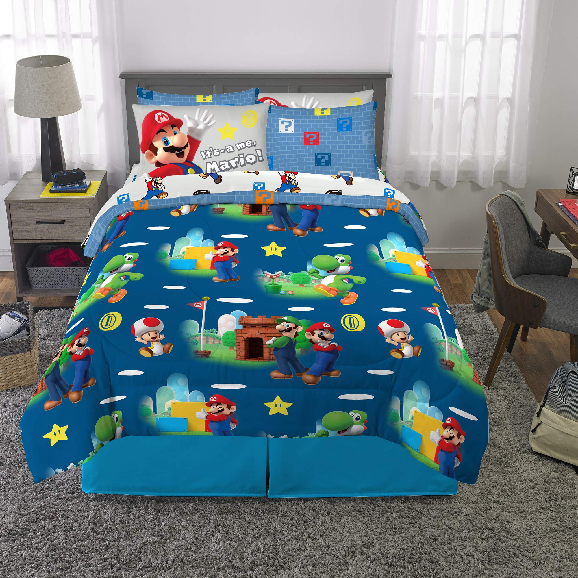Foto 5 pulgar | Juego De Cama Franco Super Mario Bros. Kids Queen Size 7 Piezas - Venta Internacional.