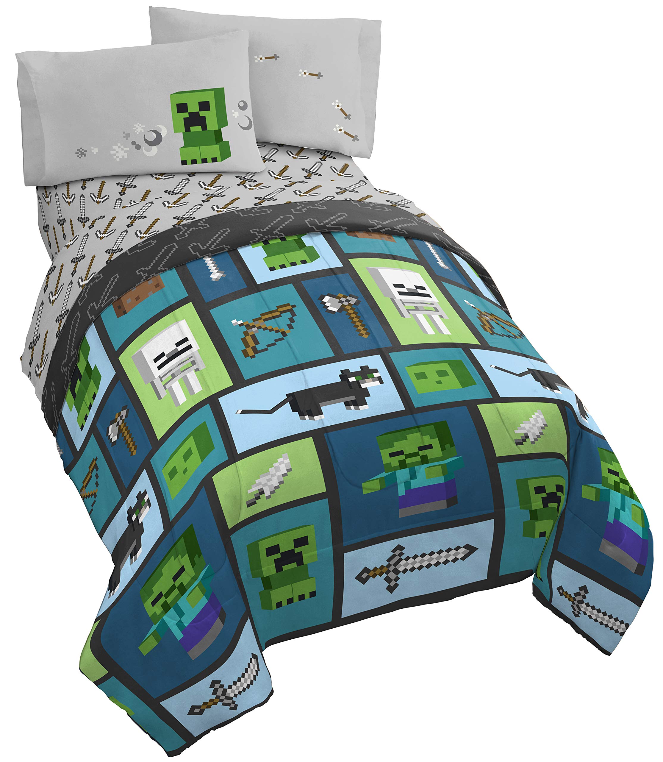 Foto 2 pulgar | Juego De Cama Doble Jay Franco Minecraft Chibi College De 4 Piezas - Venta Internacional.
