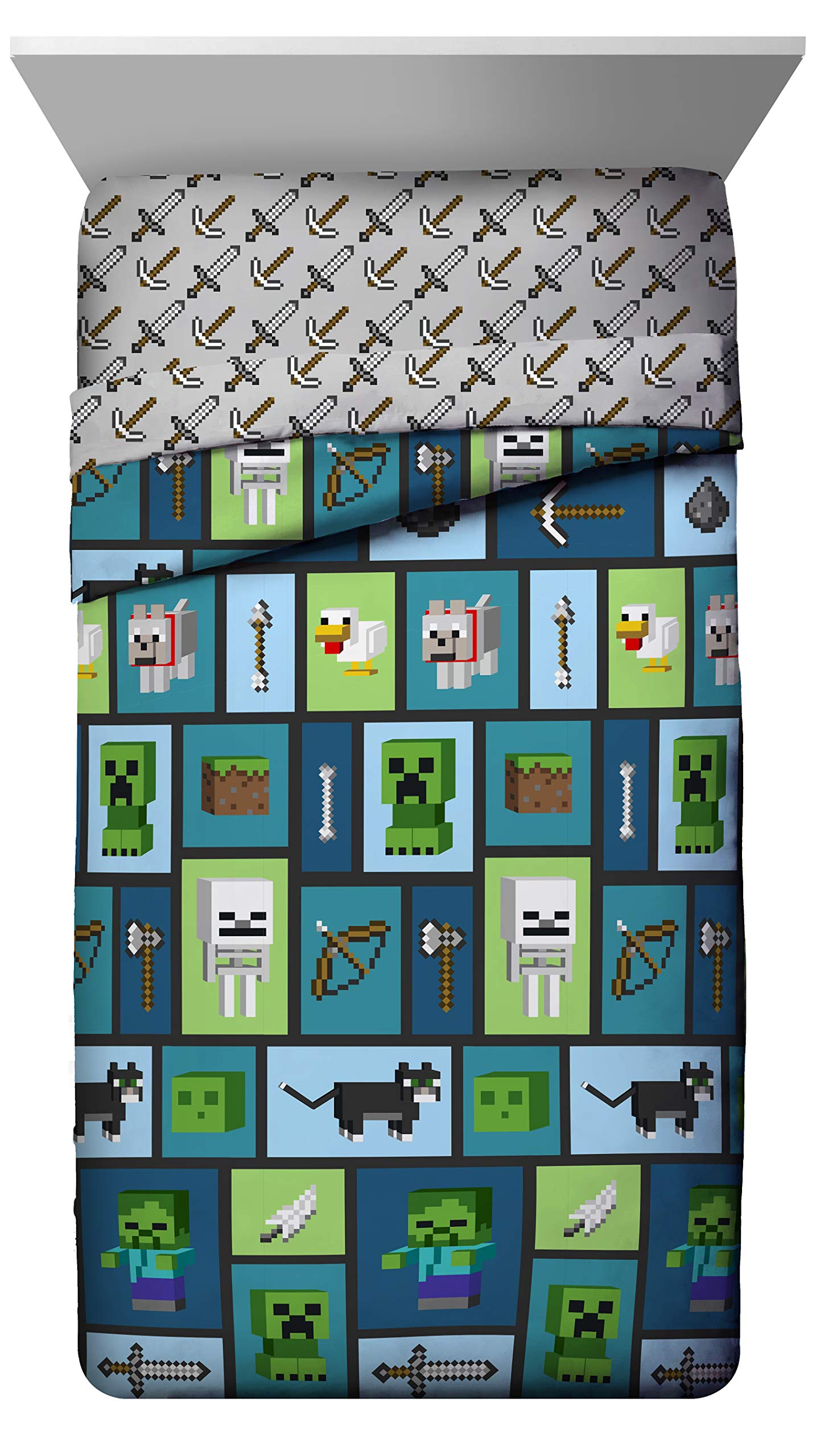 Foto 3 pulgar | Juego De Cama Doble Jay Franco Minecraft Chibi College De 4 Piezas - Venta Internacional.