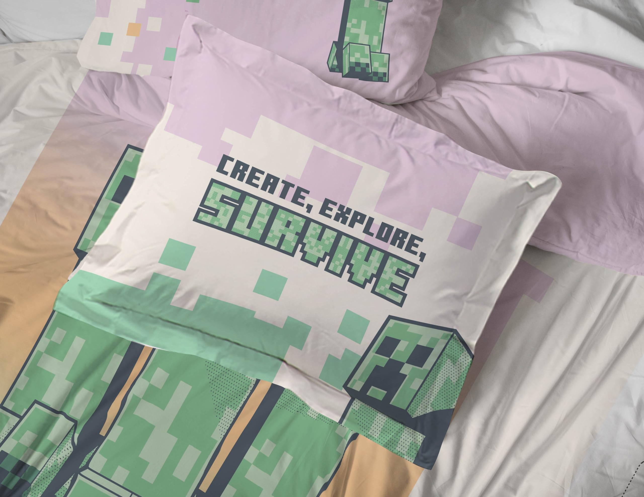 Foto 6 | Set De Edredón Jay Franco Minecraft Creeper Full 7 Piezas - Venta Internacional.