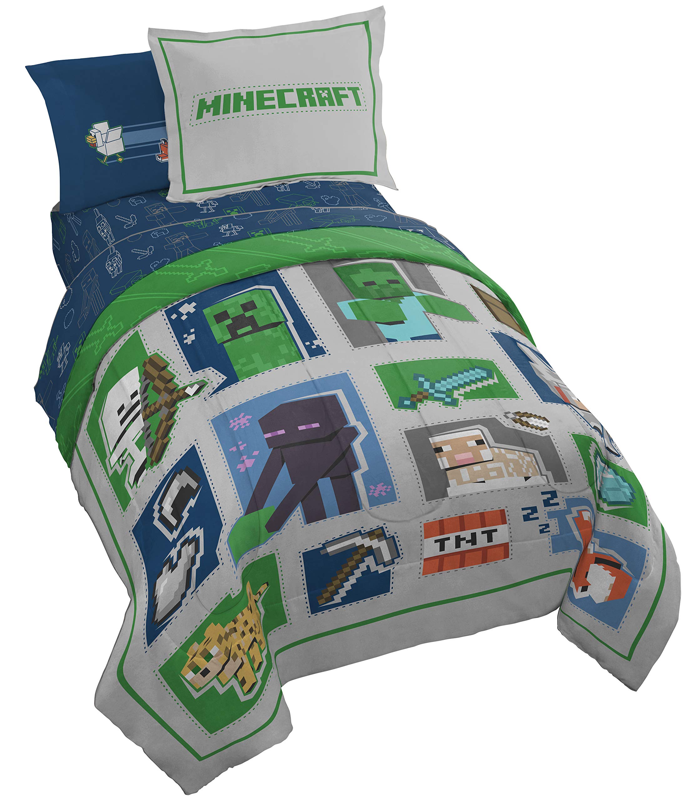 Juego De Cama Jay Franco Minecraft De Tamaño Completo Con Edredón Y Sábana - Venta Internacional.