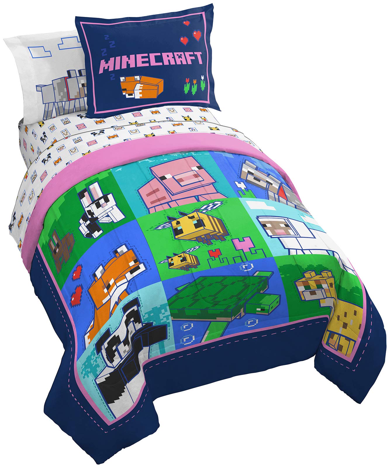 Foto 2 pulgar | Juego De Cama Jay Franco Minecraft Animal Patch Completo De 7 Piezas - Venta Internacional.