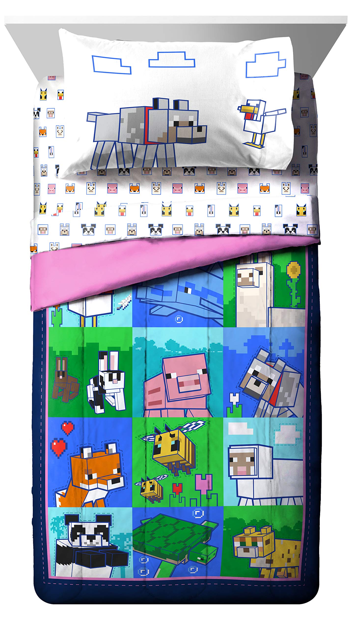 Foto 3 pulgar | Juego De Cama Jay Franco Minecraft Animal Patch Completo De 7 Piezas - Venta Internacional.