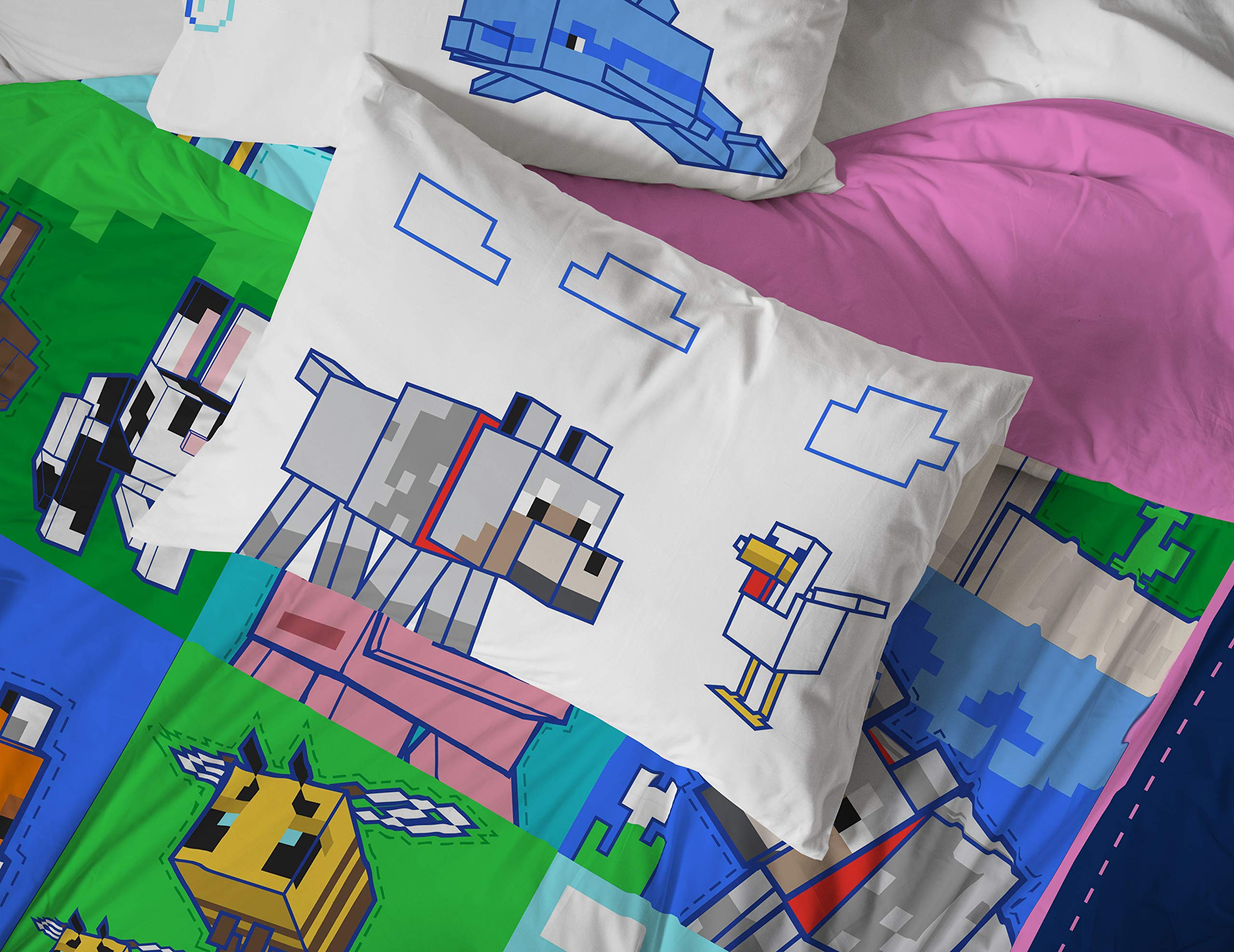 Foto 5 | Juego De Cama Jay Franco Minecraft Animal Patch Completo De 7 Piezas - Venta Internacional.