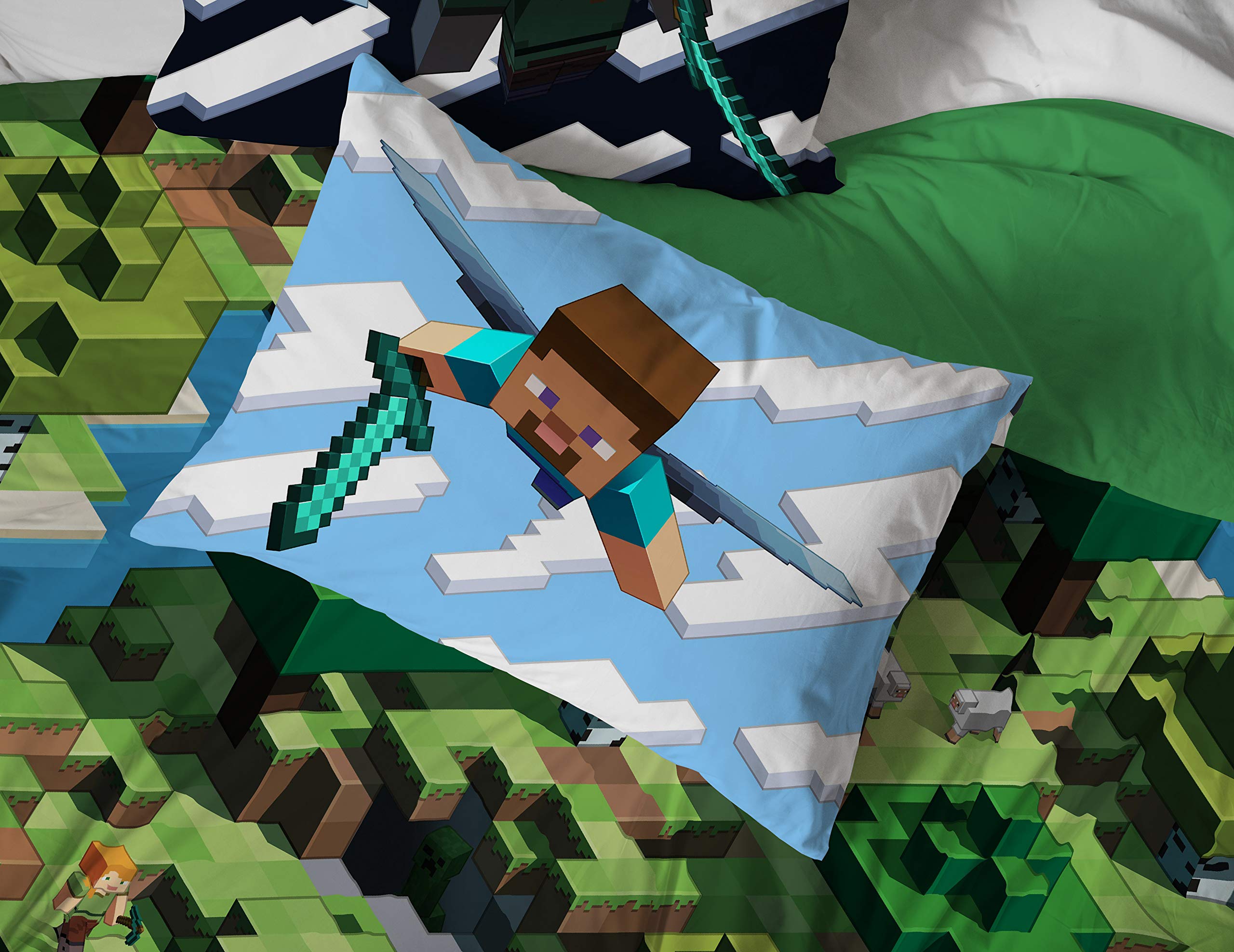 Foto 7 pulgar | Juego De Cama Jay Franco Minecraft Daytime Queen Con Edredón - Venta Internacional.