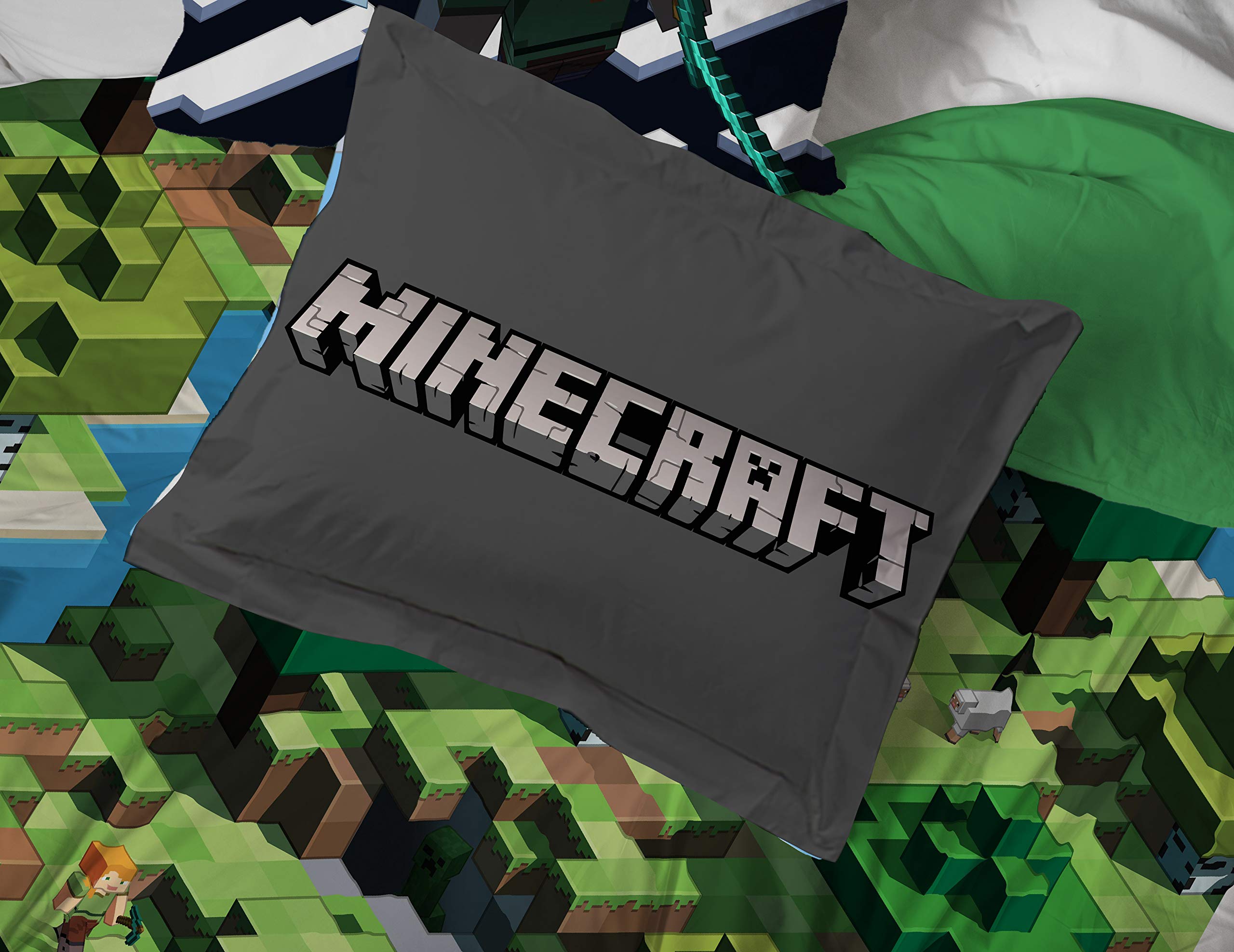 Foto 8 pulgar | Juego De Cama Jay Franco Minecraft Daytime Queen Con Edredón - Venta Internacional.