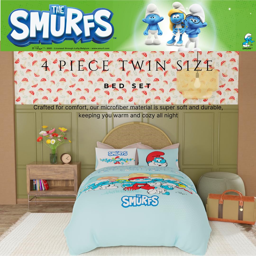 Foto 3 | Juego De Ropa De Cama Franco The Smurfs Super Soft, Tamaño Completo, 5 Piezas - Venta Internacional.