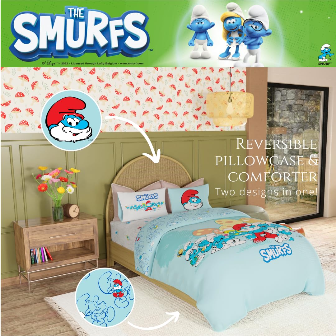 Foto 4 | Juego De Ropa De Cama Franco The Smurfs Super Soft, Tamaño Completo, 5 Piezas - Venta Internacional.