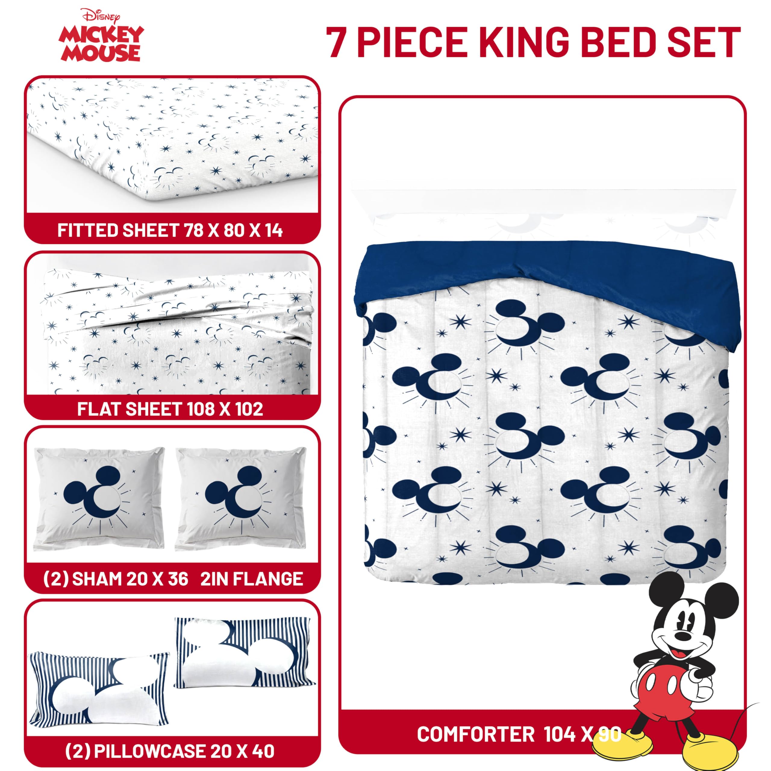 Foto 4 pulgar | Juego De Cama Jay Franco Disney Mickey Mouse King De 7 Piezas - Venta Internacional.