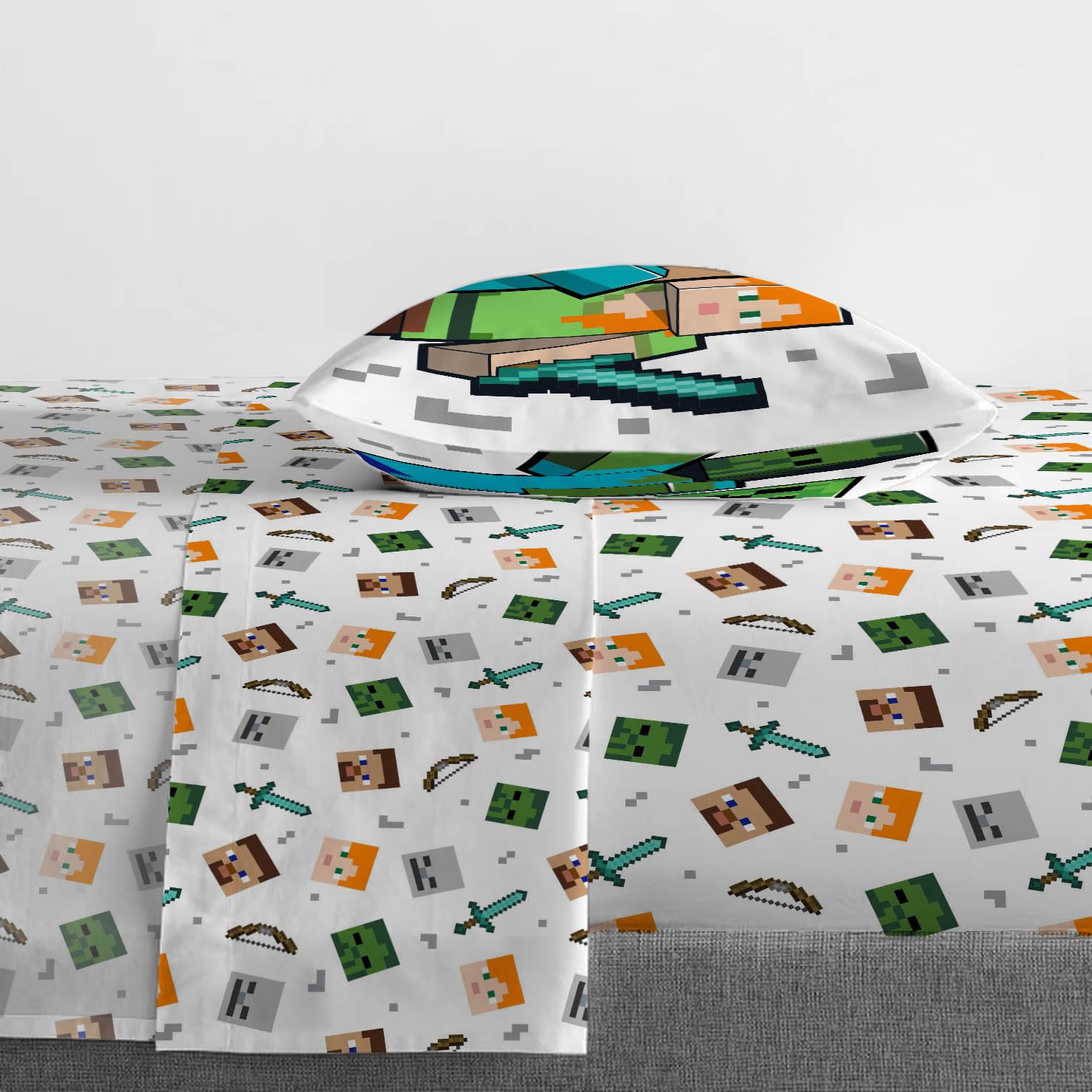 Foto 4 | Set De Edredón Jay Franco Minecraft Twin Con Sábana Y Almohada - Venta Internacional.