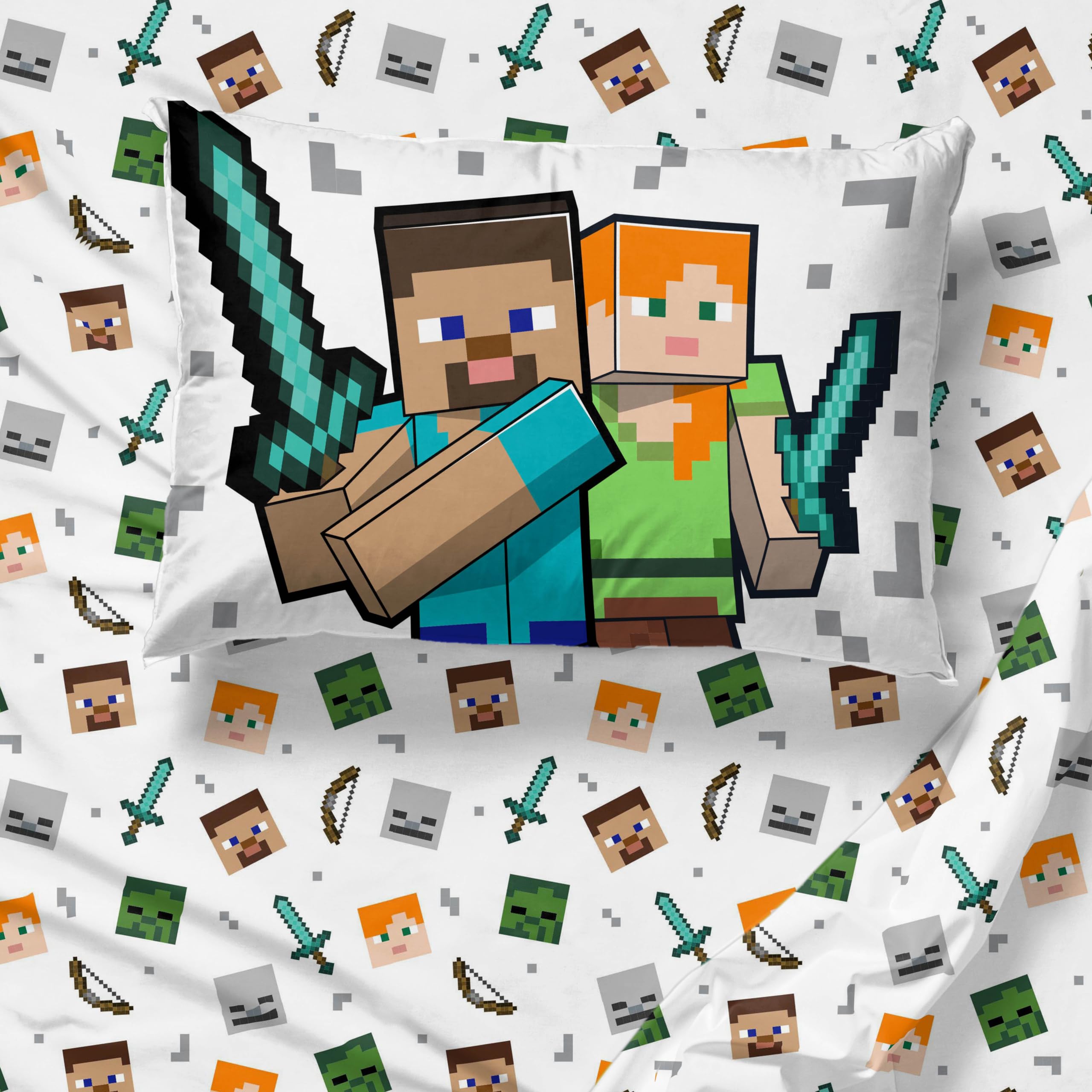 Foto 5 | Set De Edredón Jay Franco Minecraft Twin Con Sábana Y Almohada - Venta Internacional.
