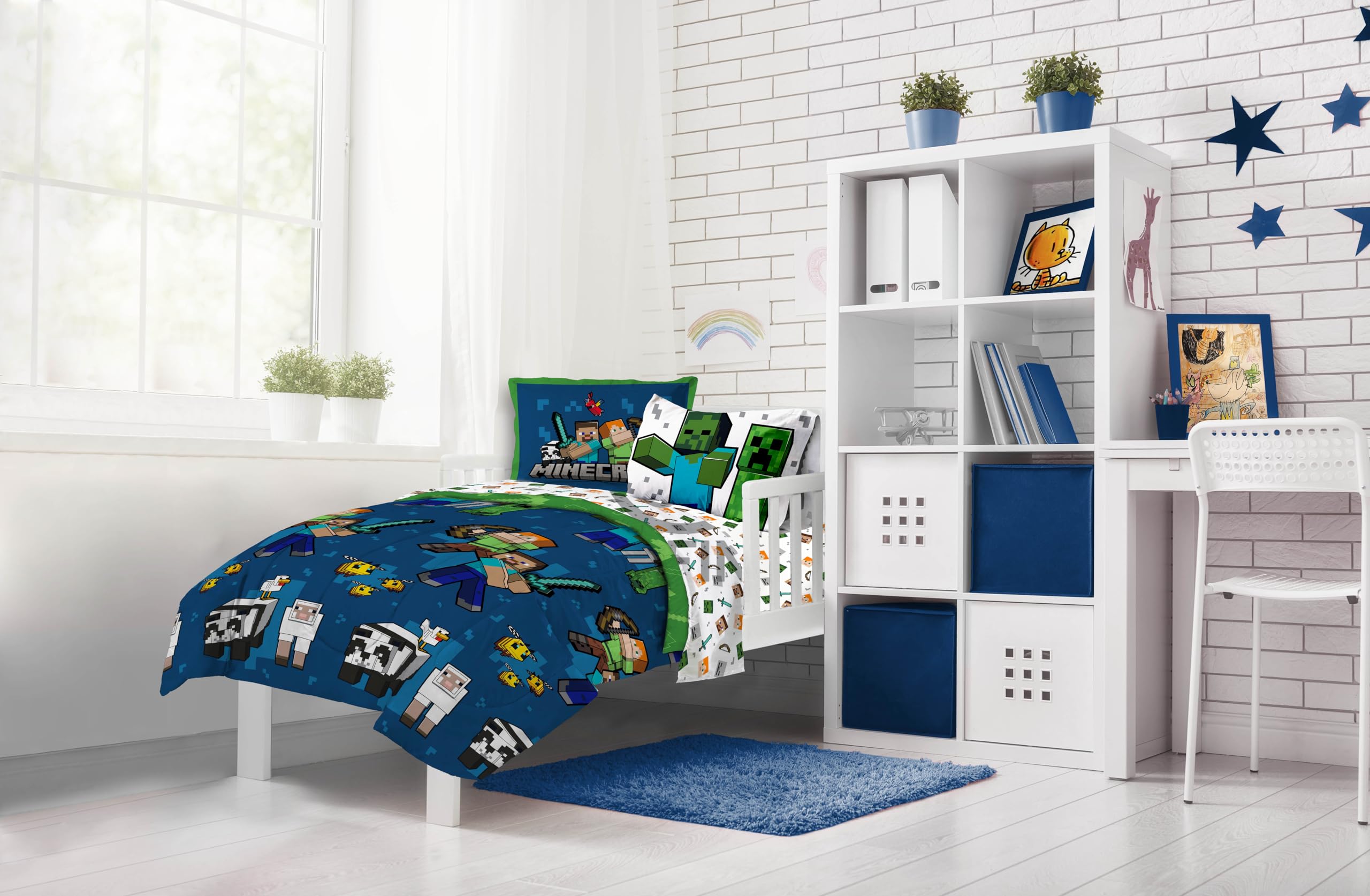 Foto 7 | Set De Edredón Jay Franco Minecraft Twin Con Sábana Y Almohada - Venta Internacional.