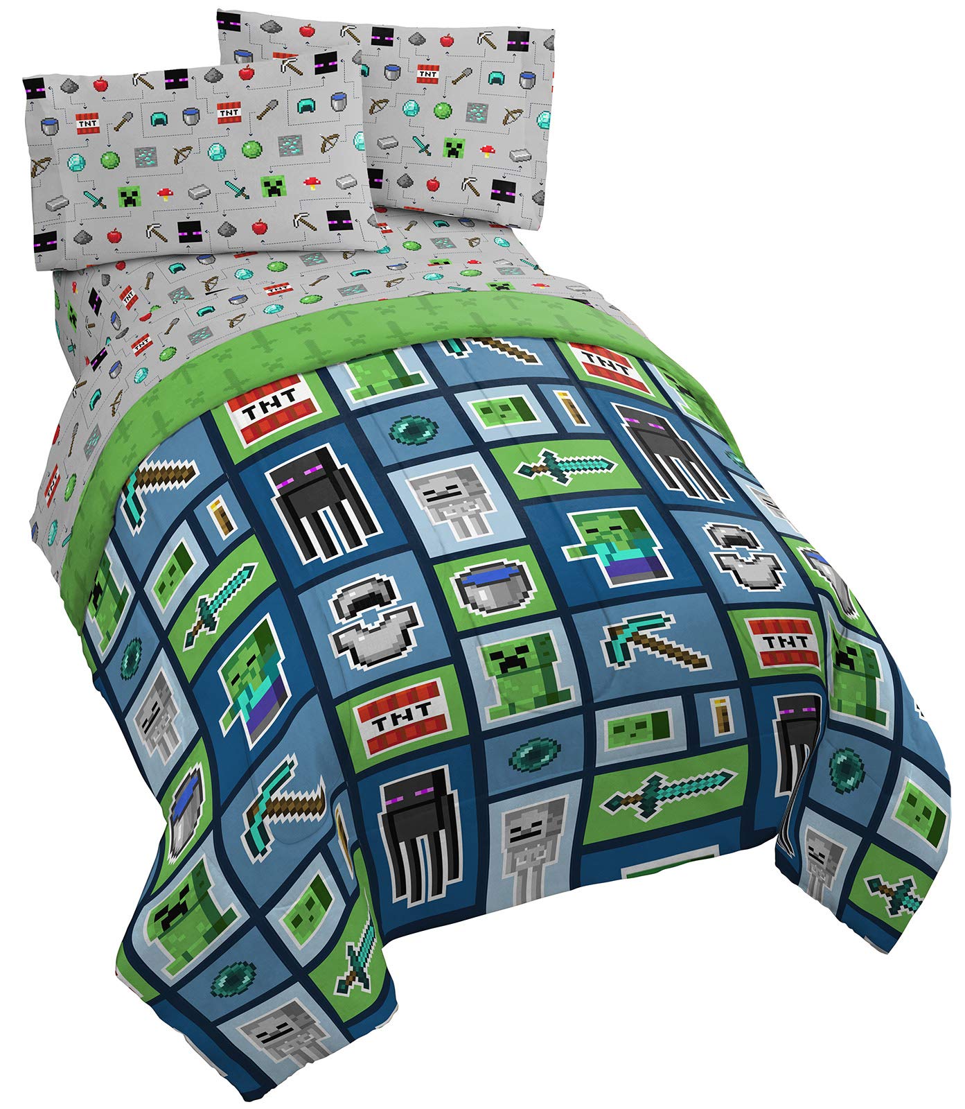 Foto 2 pulgar | Juego De Cama Jay Franco Minecraft Monster Hunters, Tamaño Doble - Venta Internacional.