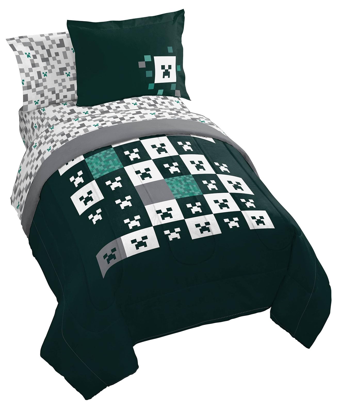 Set De Edredón Jay Franco Minecraft Creeper Twin, 5 Piezas - Venta Internacional.