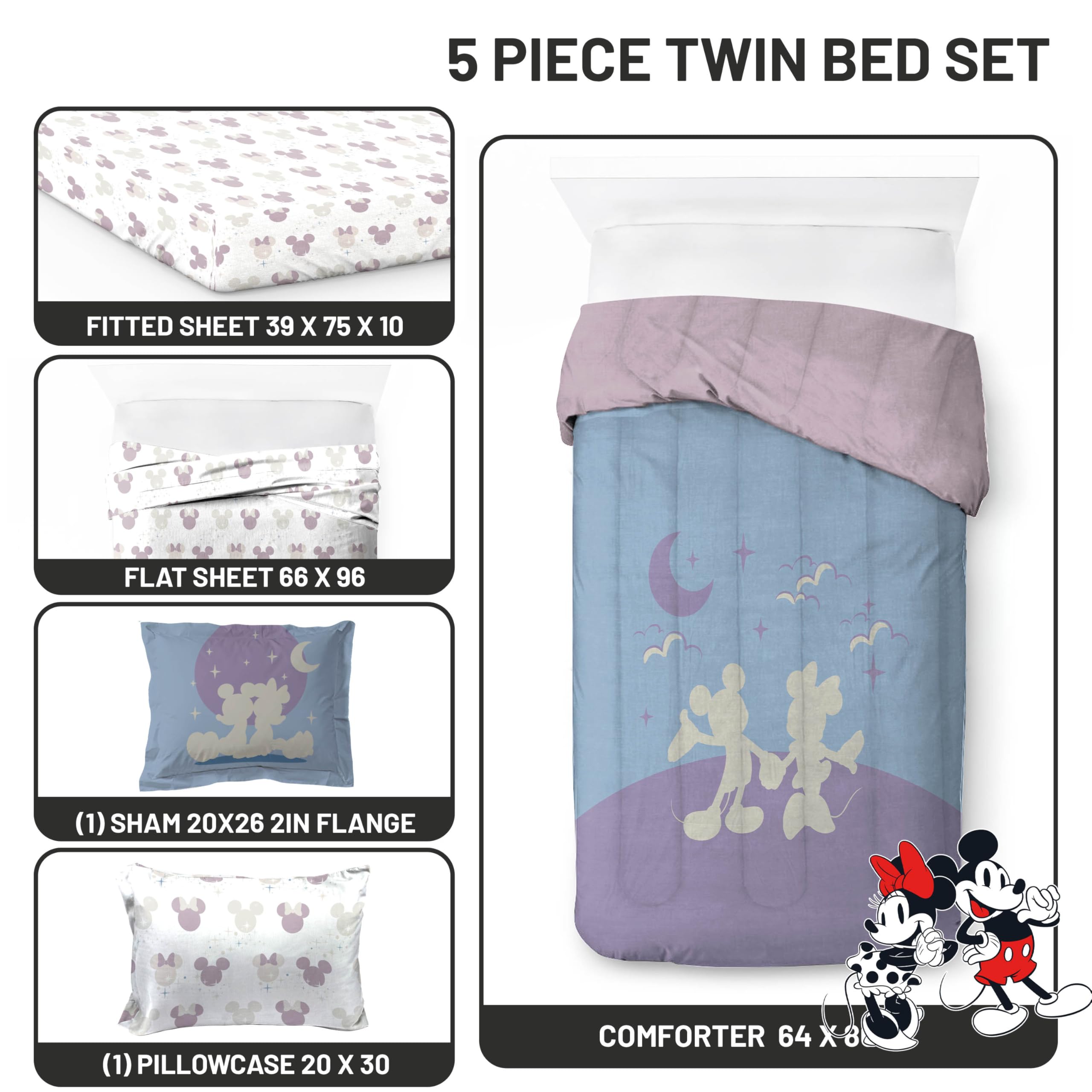 Foto 4 pulgar | Set De Edredón Jay Franco Disney Mickey Minnie, Talla Doble - Venta Internacional.
