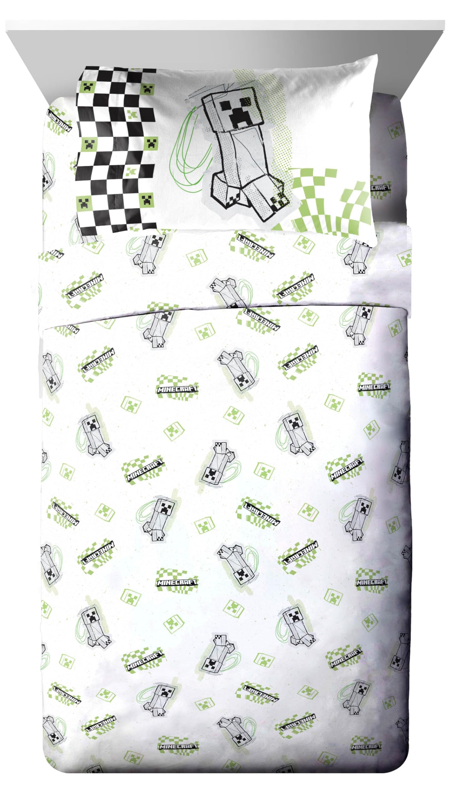 Foto 7 pulgar | Set De Edredón Jay Franco Minecraft Creeper Twin, 5 Piezas - Venta Internacional.