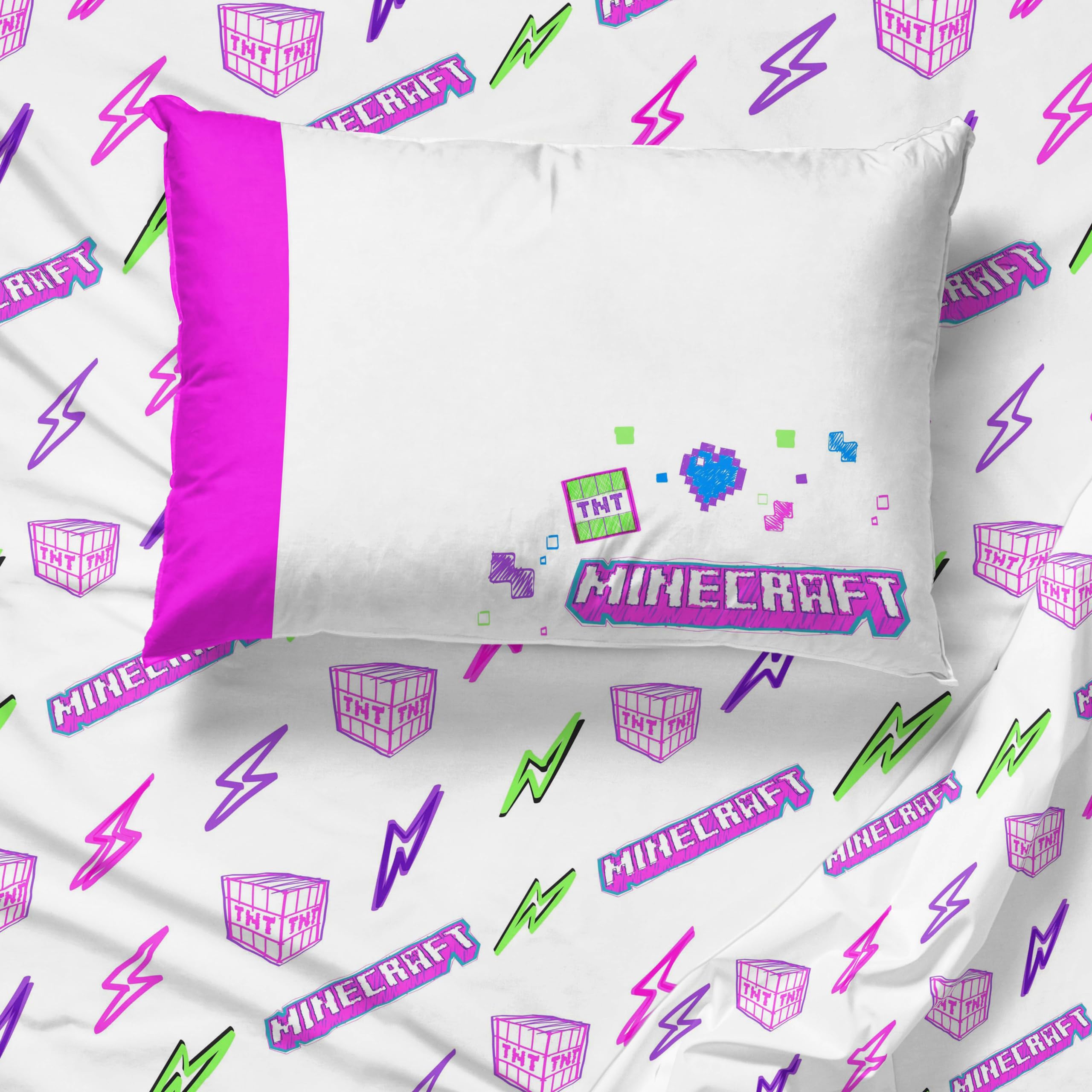 Foto 7 | Juego De Sábanas Jay Franco Minecraft De Tamaño Completo Con Diseño De Enredadera - Venta Internacional.