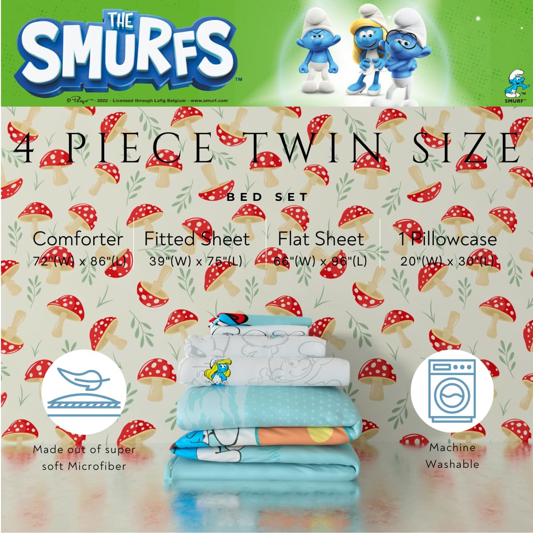 Foto 3 pulgar | Juego De Ropa De Cama Franco The Smurfs Kids, Edredón Y Sábana Doble - Venta Internacional.