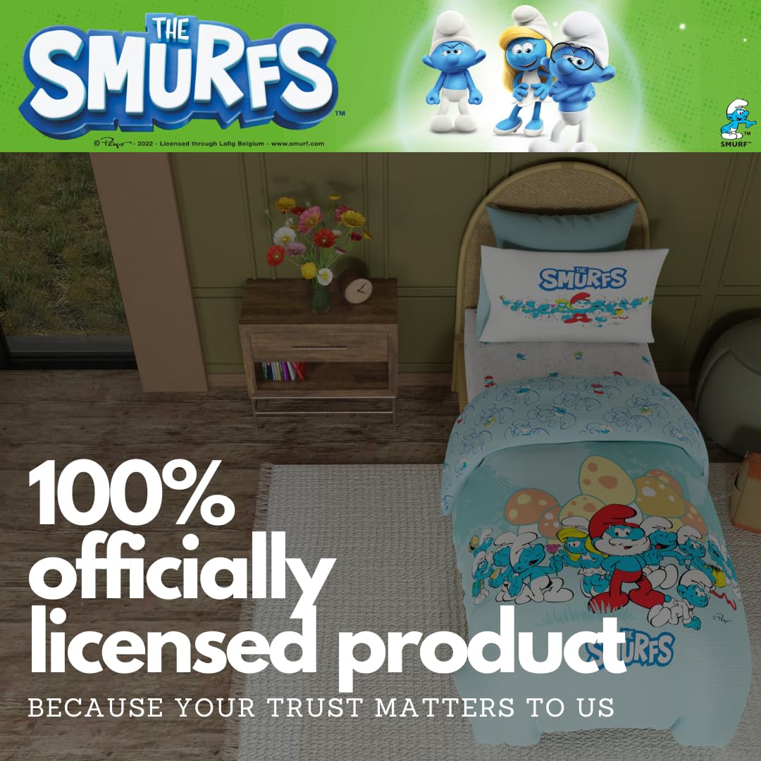 Foto 6 pulgar | Juego De Ropa De Cama Franco The Smurfs Kids, Edredón Y Sábana Doble - Venta Internacional.