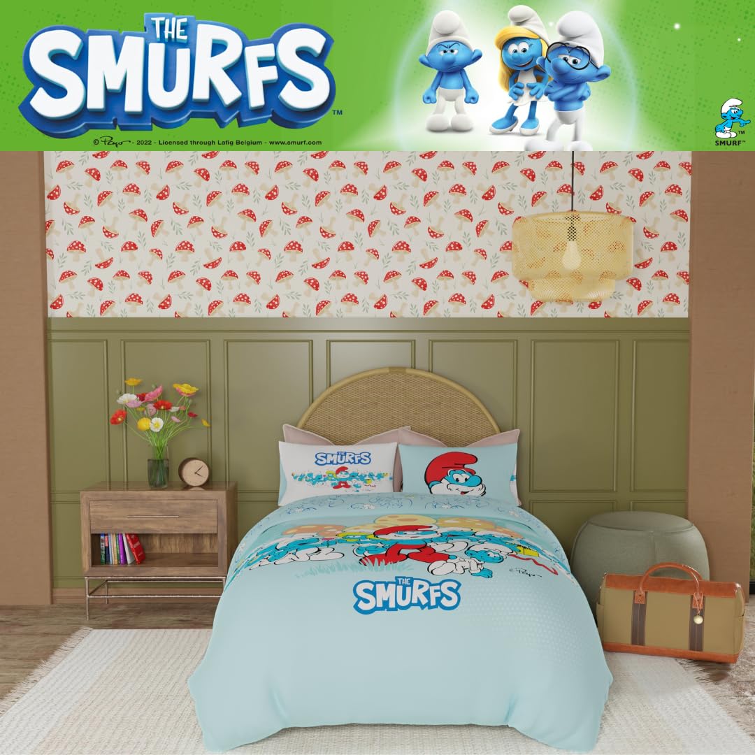 Foto 7 pulgar | Juego De Ropa De Cama Franco The Smurfs Kids, Edredón Y Sábana Doble - Venta Internacional.