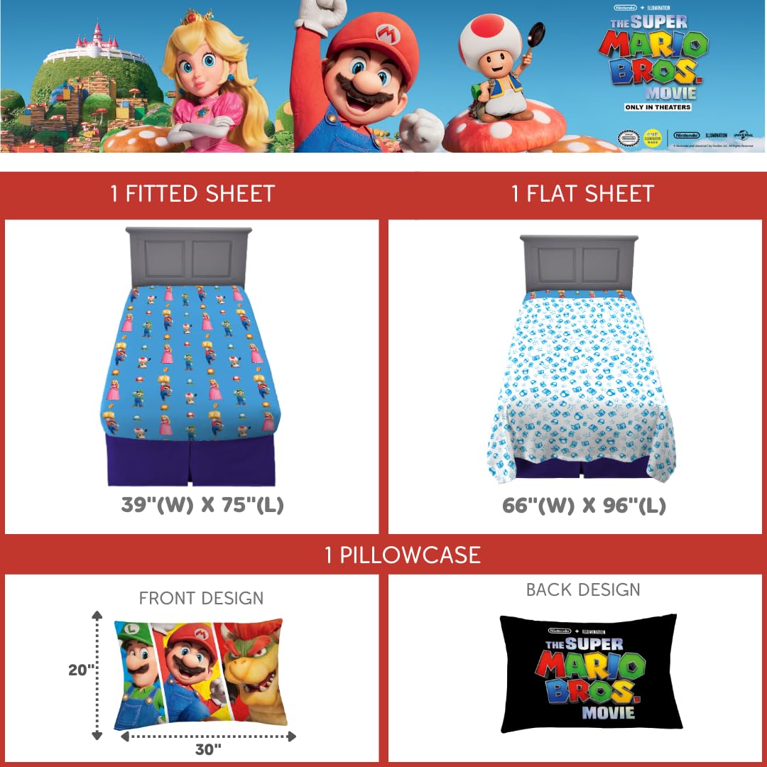 Foto 3 pulgar | Juego De Sábanas De La Película Franco The Super Mario Bros., Tamaño Doble - Venta Internacional.