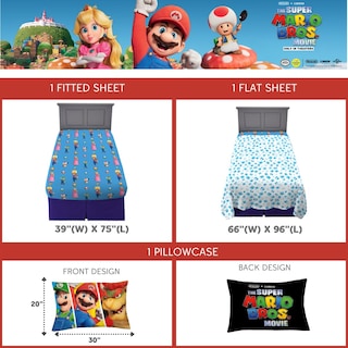 Foto 2 | Juego De Sábanas De La Película Franco The Super Mario Bros., Tamaño Doble - Venta Internacional.