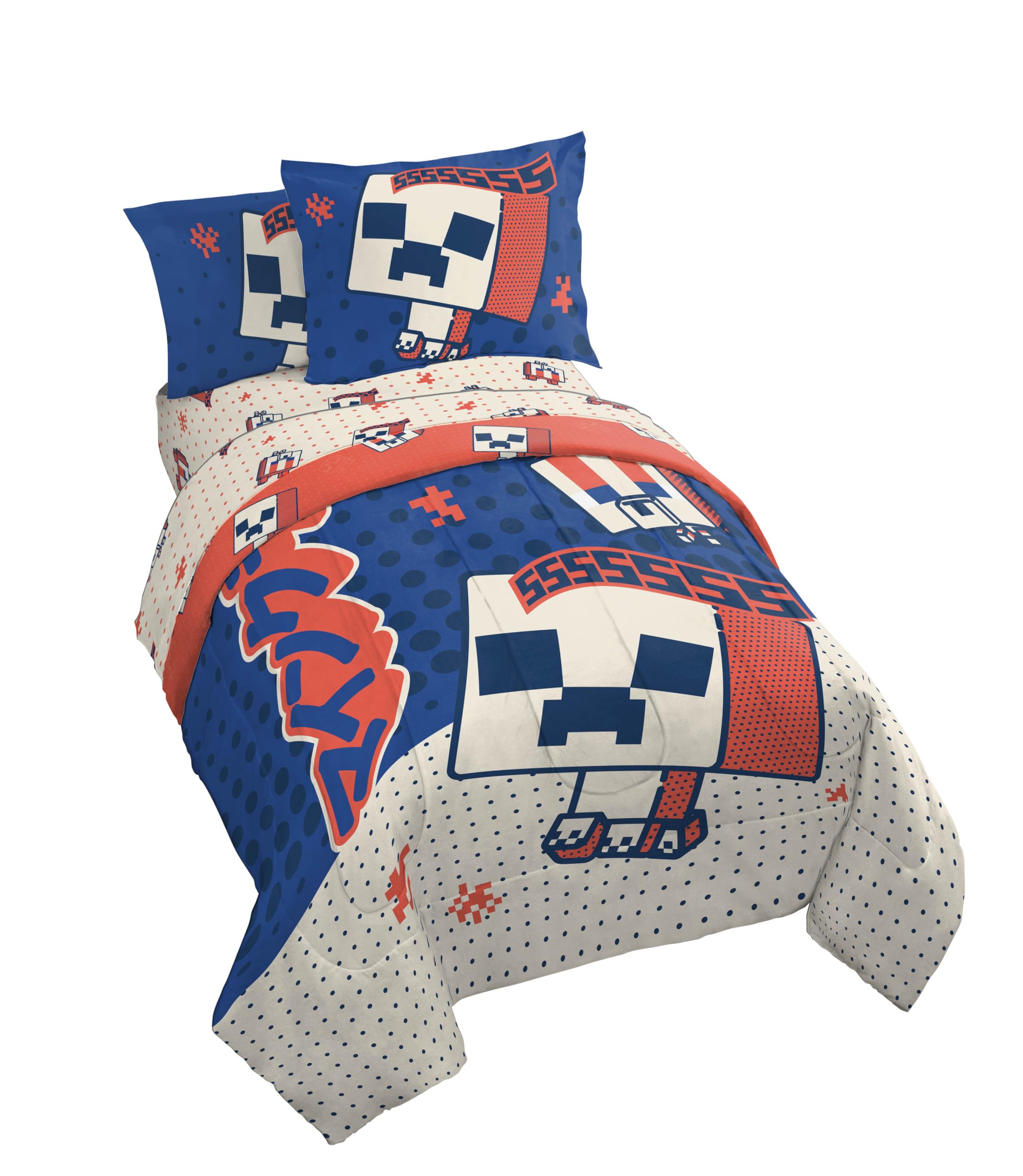Set De Edredón Jay Franco Minecraft Creeper Twin, 5 Piezas - Venta Internacional.