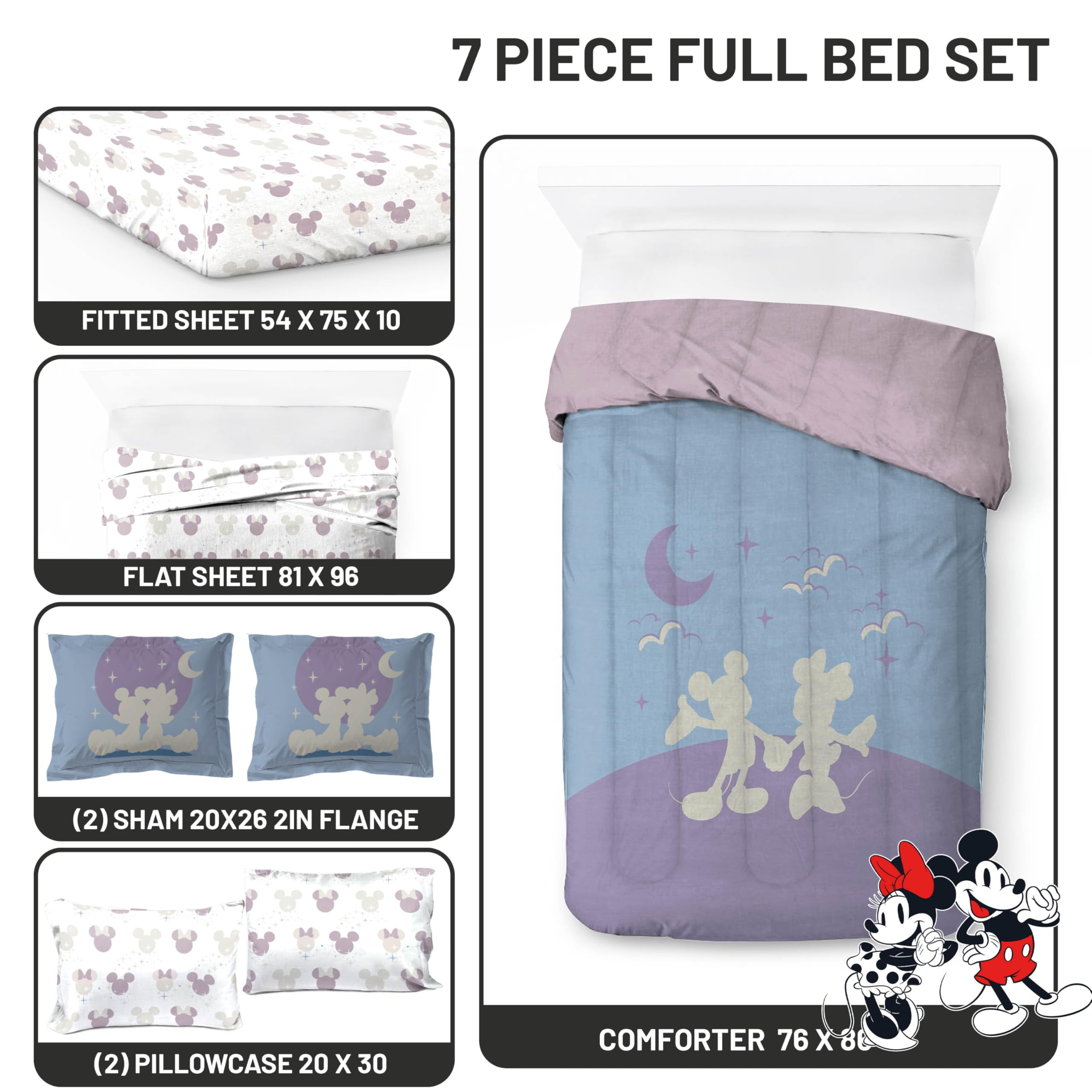 Foto 4 pulgar | Juego De Ropa De Cama Jay Franco Disney Mickey Minnie, Tamaño Completo, 7 Piezas - Venta Internacional.