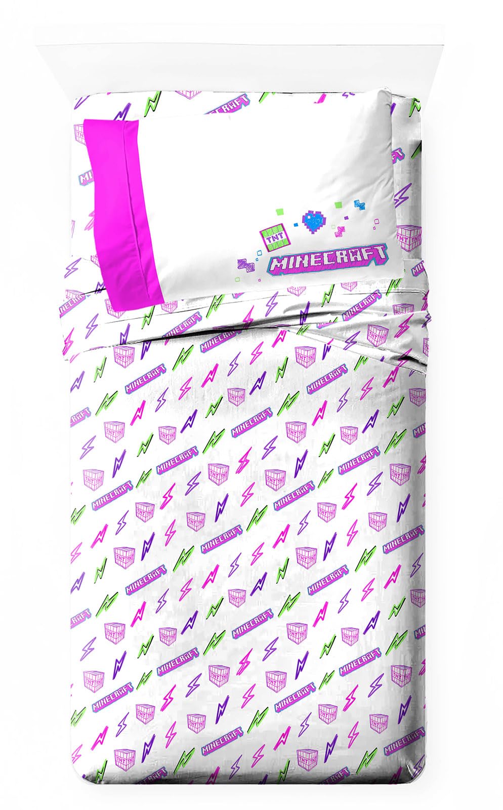 Foto 2 pulgar | Juego De Sábanas Jay Franco Minecraft De Tamaño Doble Con Diseño De Enredadera - Venta Internacional.