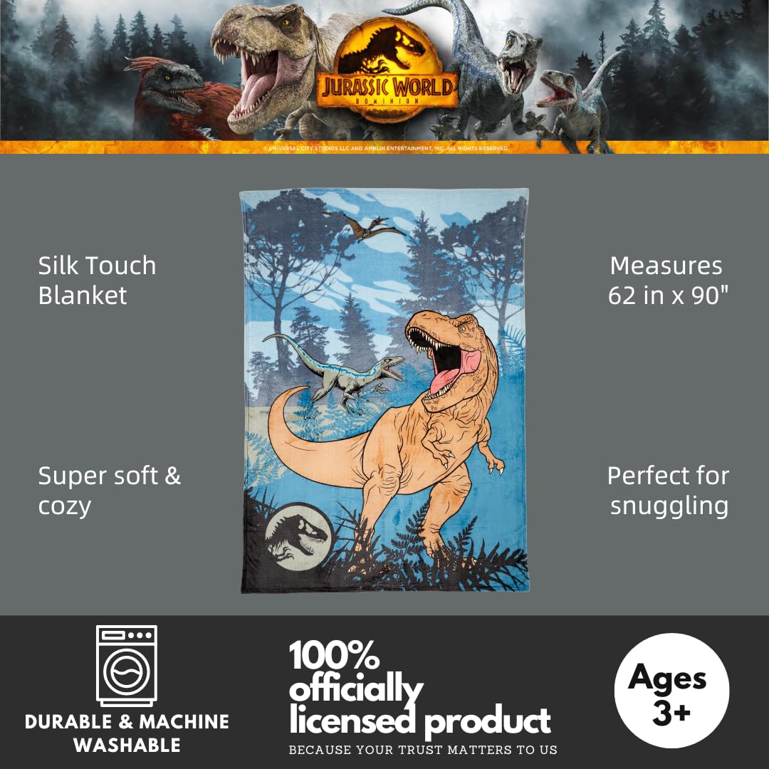 Foto 3 pulgar | Manta Franco Jurassic World Kids 160 X 230 Cm - Venta Internacional.