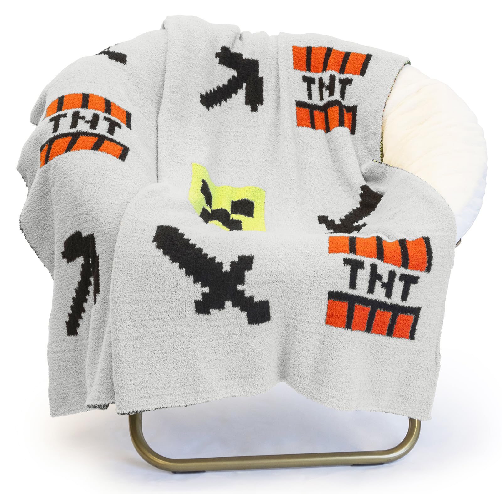 Foto 2 pulgar | Manta Tejida Con Plumas Jay Franco Minecraft Creeper - Venta Internacional.
